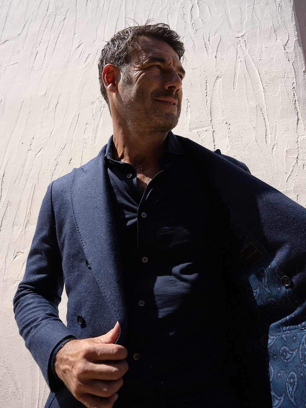 Stile Latino Abito Doppio Petto a Lancia Cashmere blu - Guarino Store