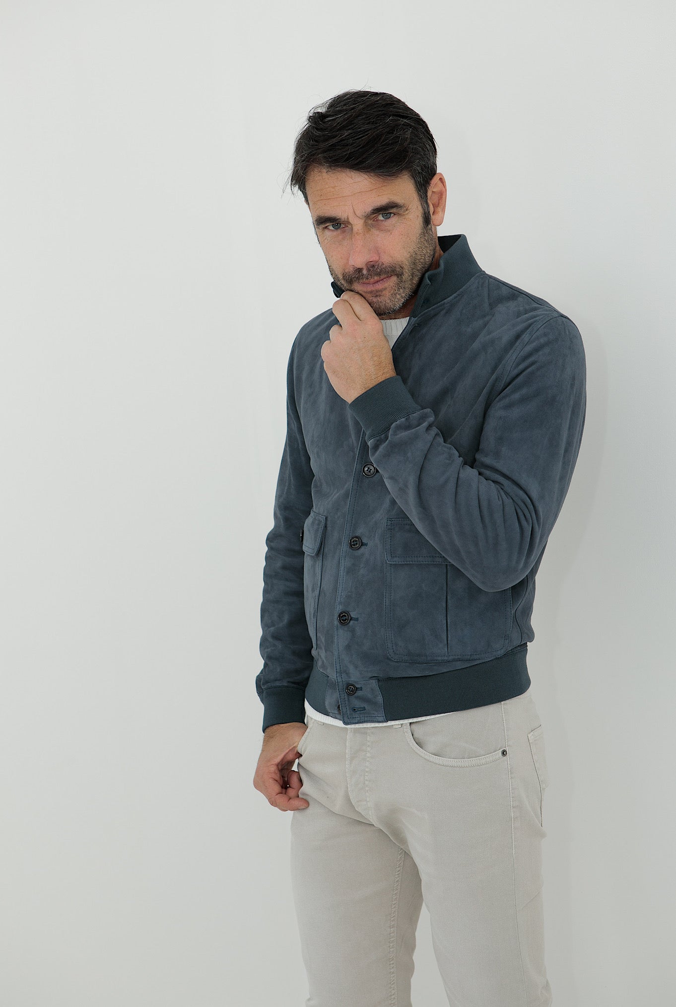 VALSTAR Giubbino in Suede Sfoderato Blu Marino - Guarino Store