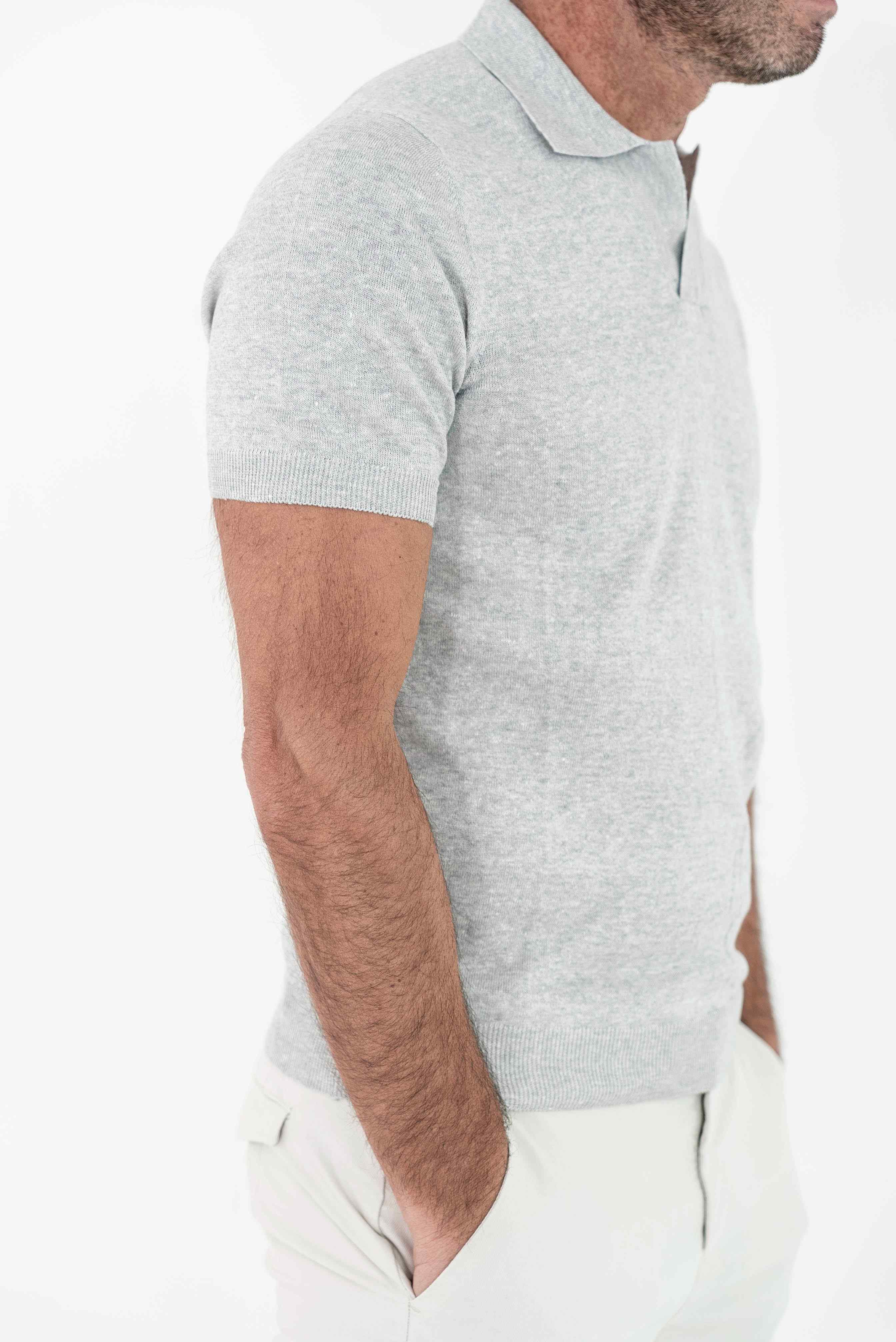 BARBA Polo Manica Corta Grigio Mélange - Guarino Store