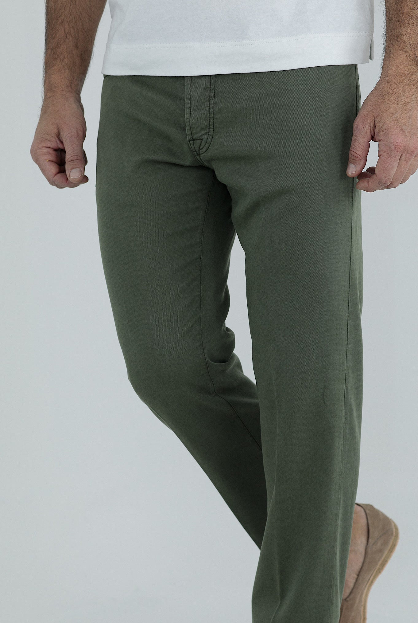 KITON Pantaloni 5 Tasche Verde Militare - Guarino Store