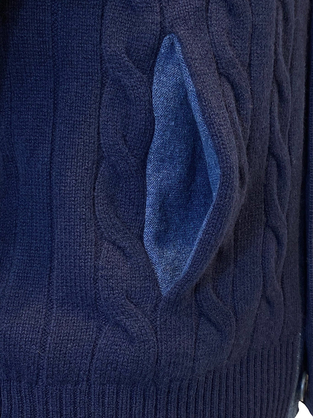 Barba Cardigan in Cashmere a Treccia blu - Guarino Store