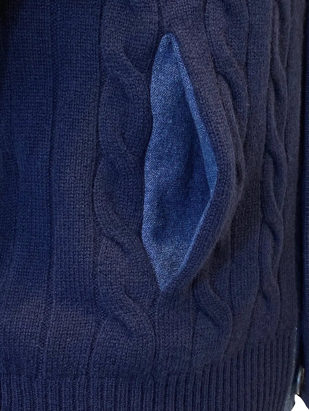 Barba Cardigan in Cashmere a Treccia blu - Guarino Store