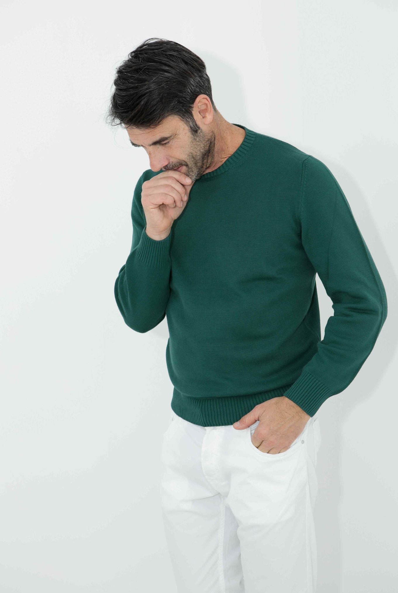 GUARINO Girocollo 2 Fili Cotone Verde - Guarino Store