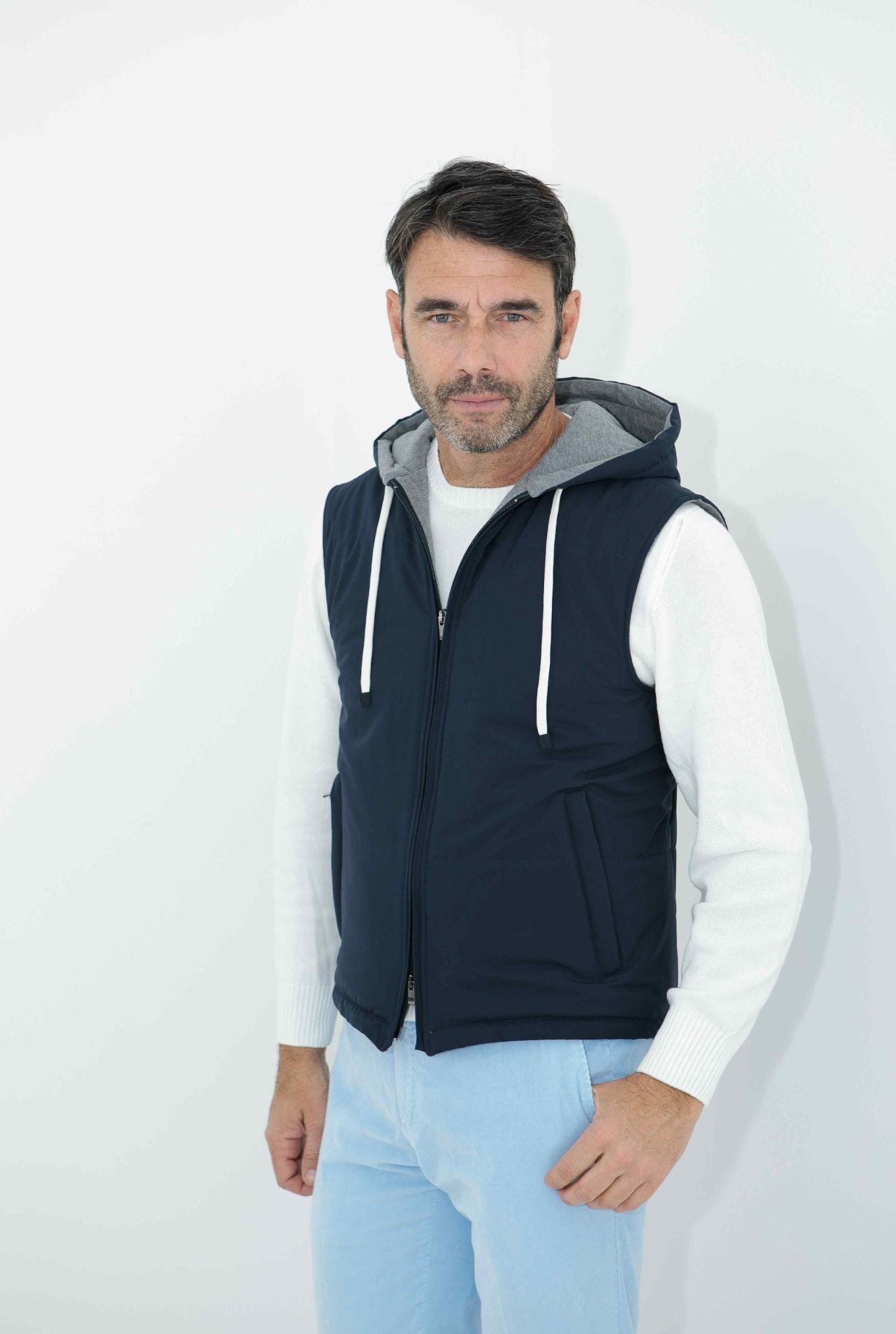 GUARINO Gilet con Cappuccio Blu - Guarino Store