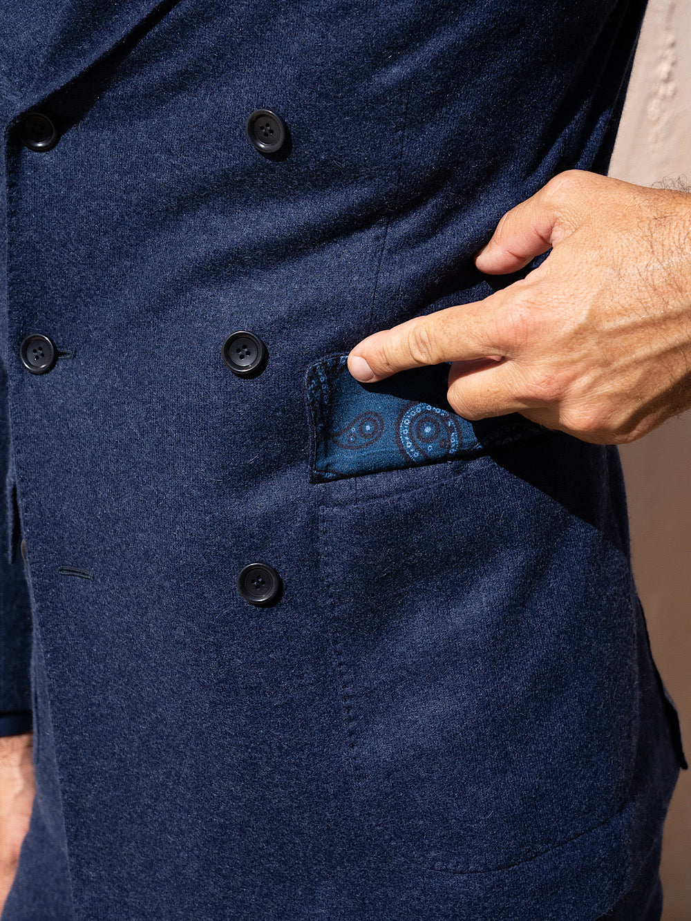 Stile Latino Abito Doppio Petto a Lancia Cashmere blu - Guarino Store