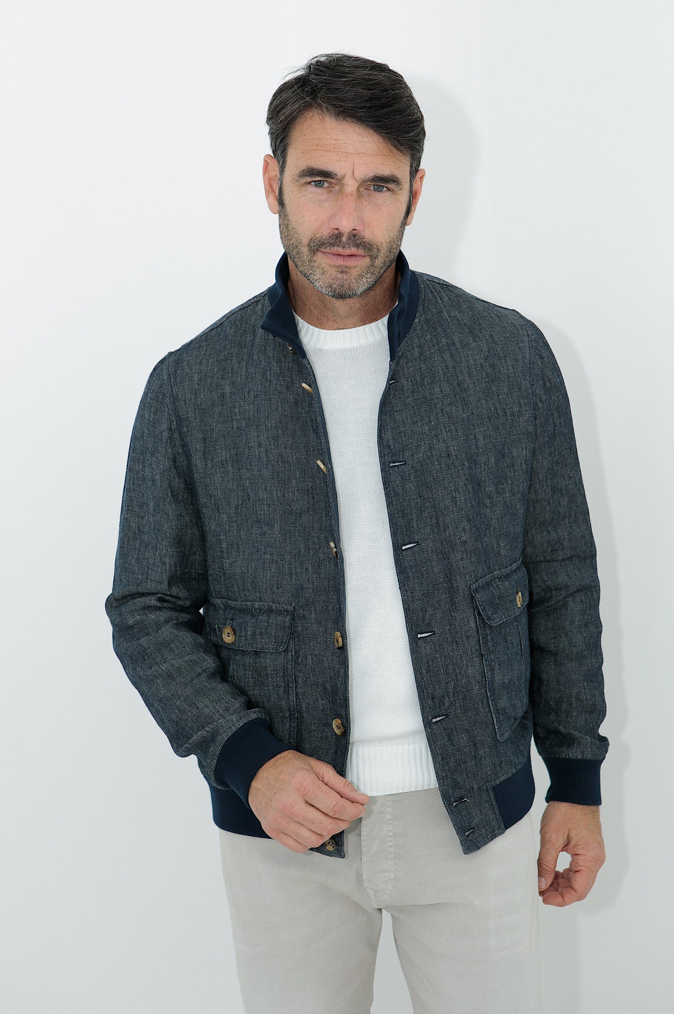 VALSTAR Giubbino Denim Lino Limited Edition Blu - Guarino Store