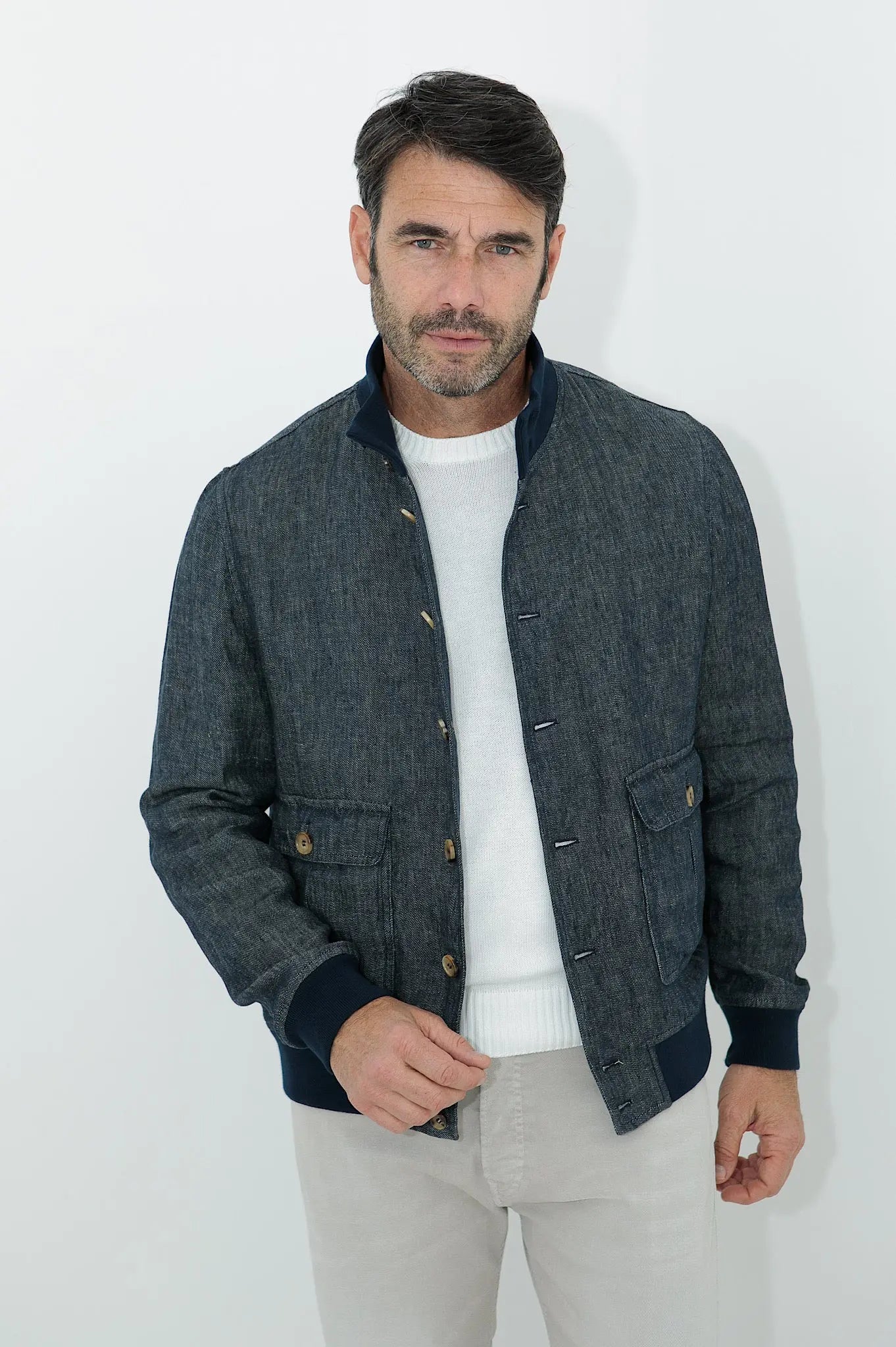 VALSTAR Giubbino Denim Lino Limited Edition Blu - Guarino Store