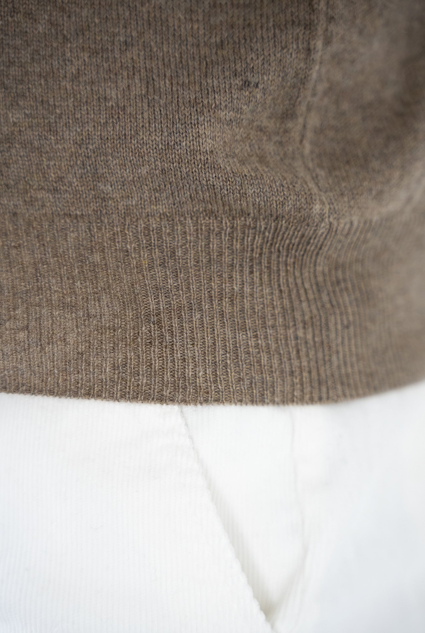 Beige Cashmere Full Zip Bomber Sweater