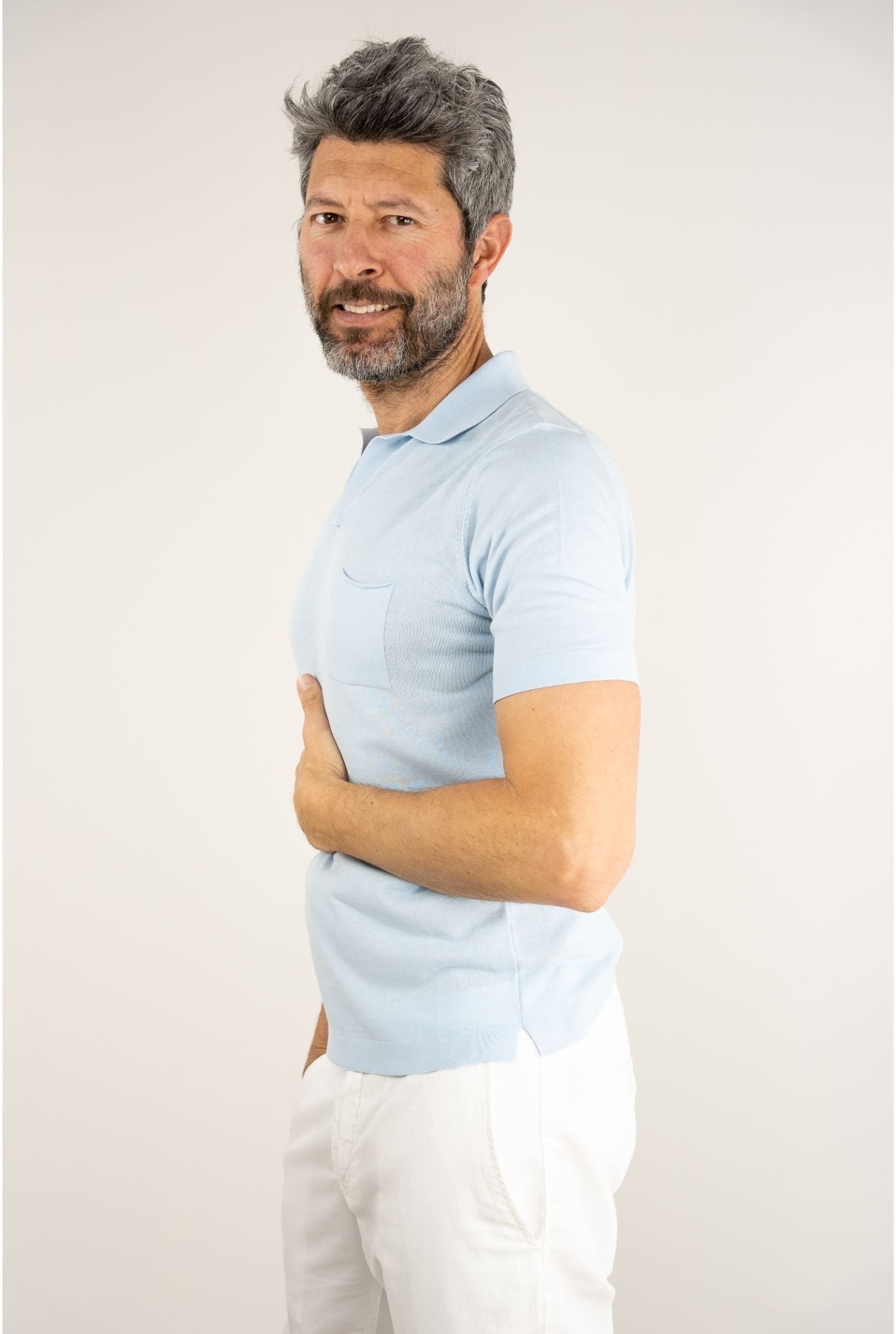 GUARINO Skipper Polo MM Cotton Crêpe Light Blue