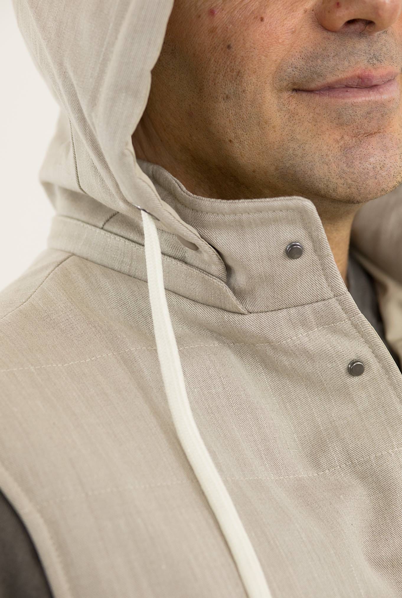 Gilet Cappuccio tessuto Loro Piana Beige - Guarino Store