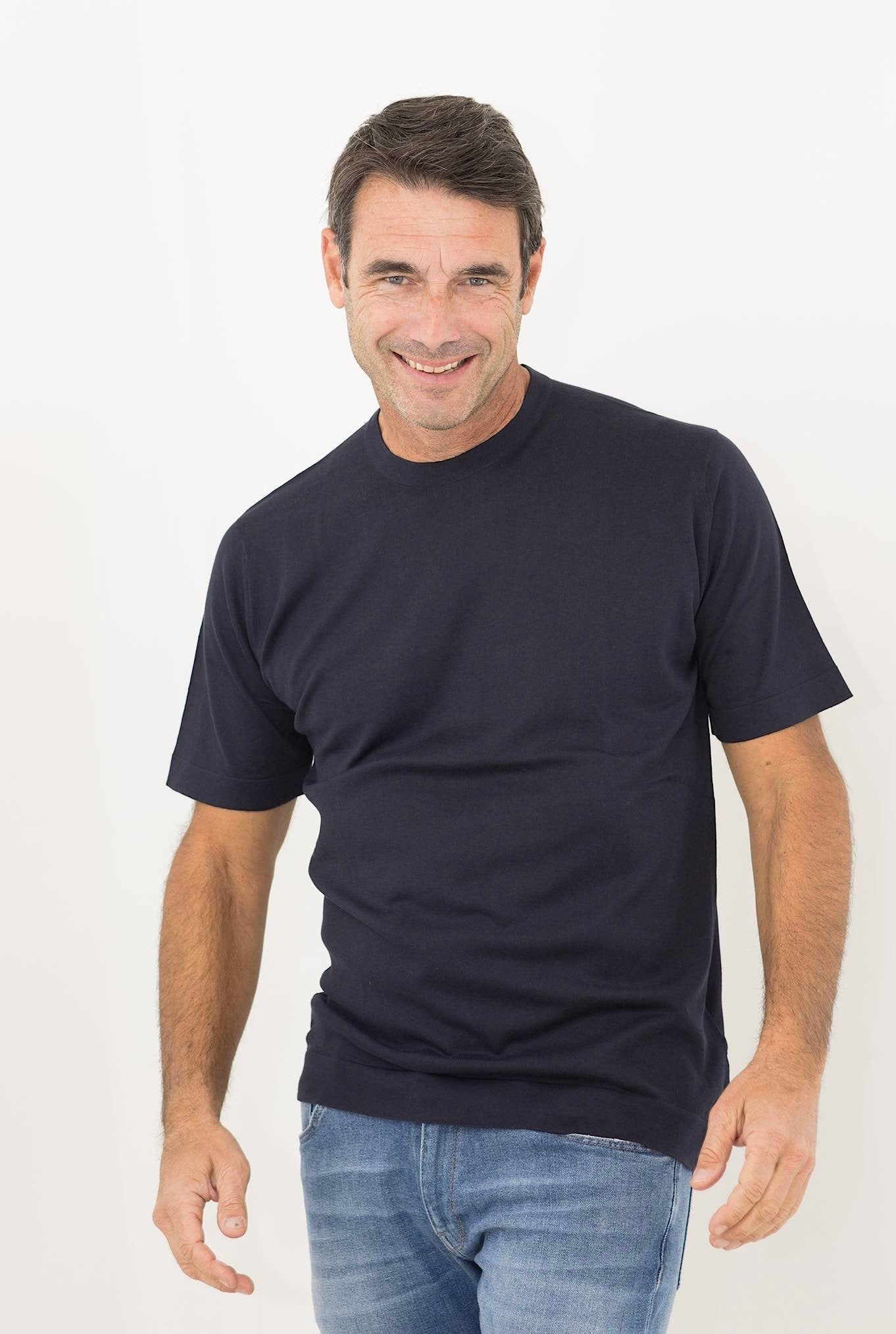 JOHN SMEDLEY T-Shirt mod. Lorca Sea Island Cotton Navy Blue