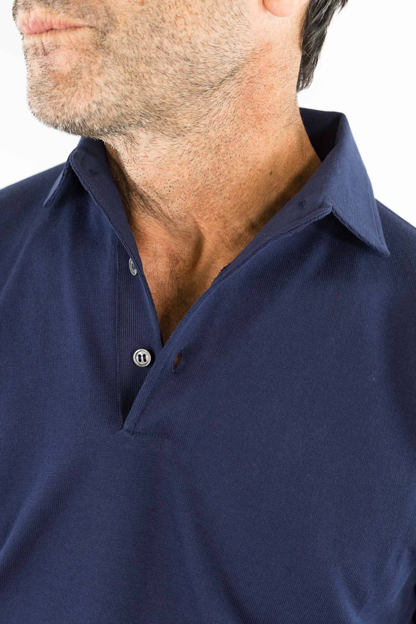GUARINO Polo Paramontura Cotone Blu Cobalto