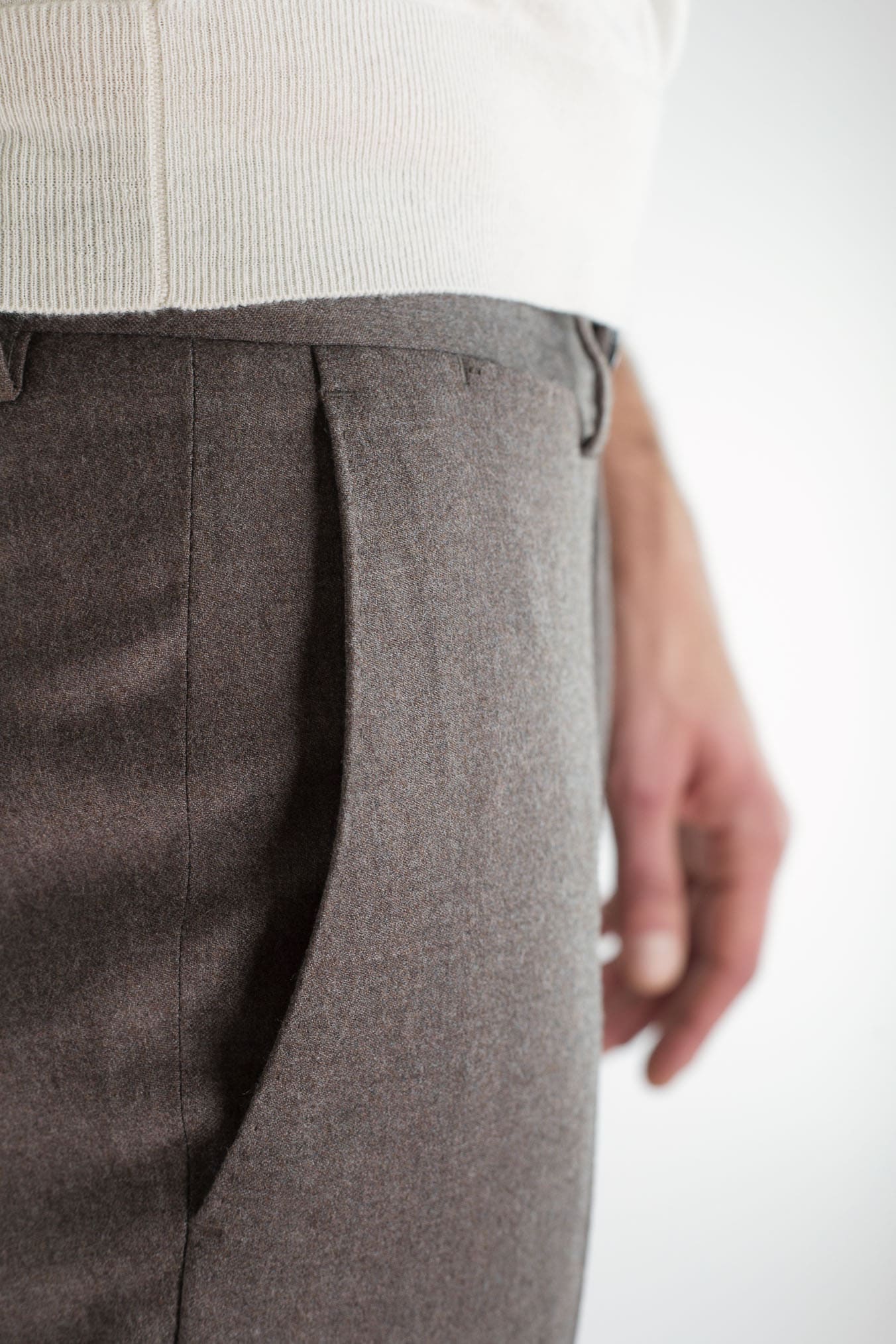 Pantaloni Flanella Lana Tortora