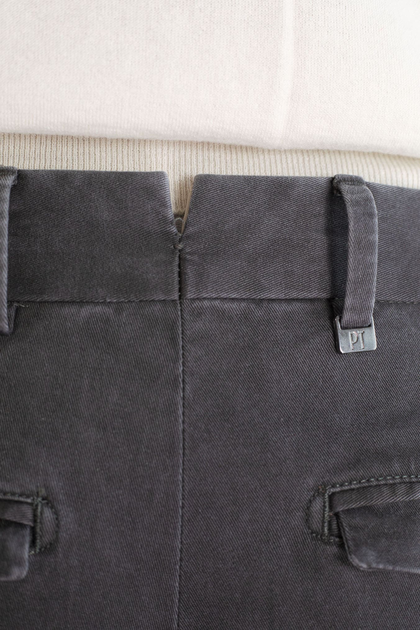 "Edge Rebel" Gabardine Cotton Trousers in Anthracite