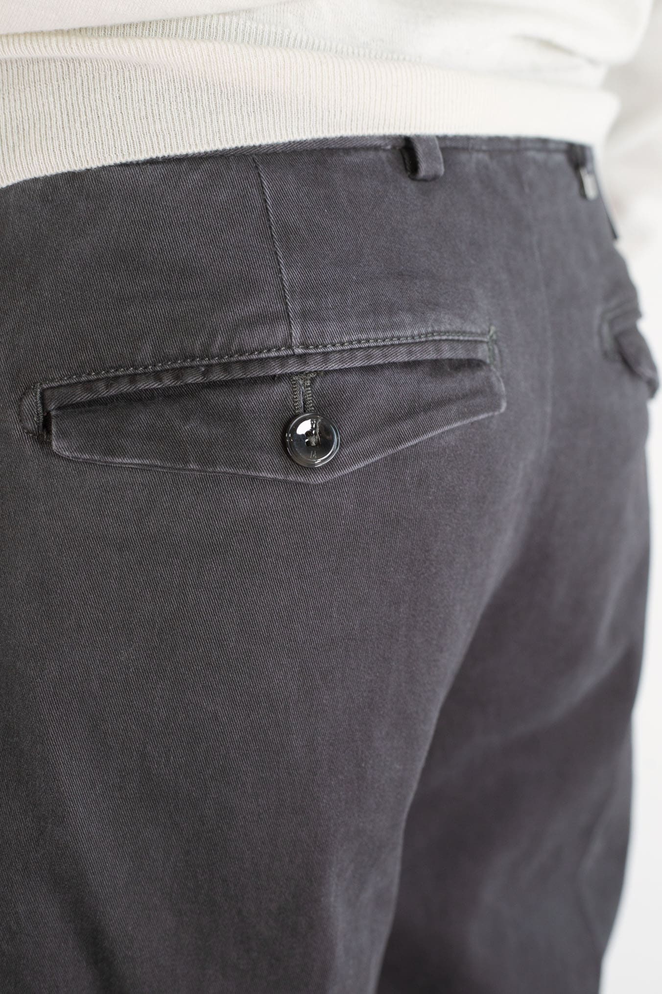 "Edge Rebel" Gabardine Cotton Trousers in Anthracite