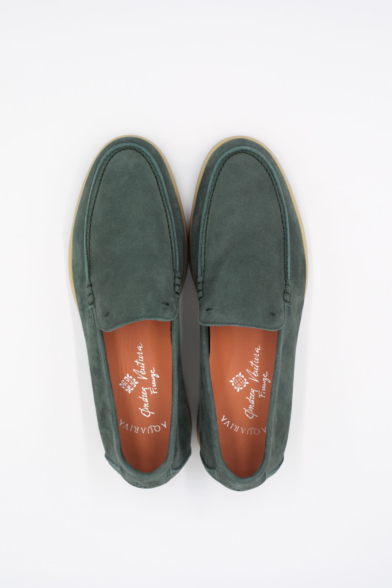 ANDREA VENTURA Safari Green Suede LOAFERS