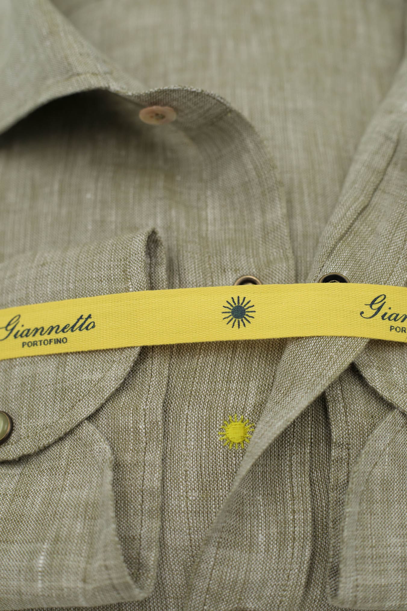 GIANNETTO PORTOFINO Camicia Lino Verde COMFORT FIT