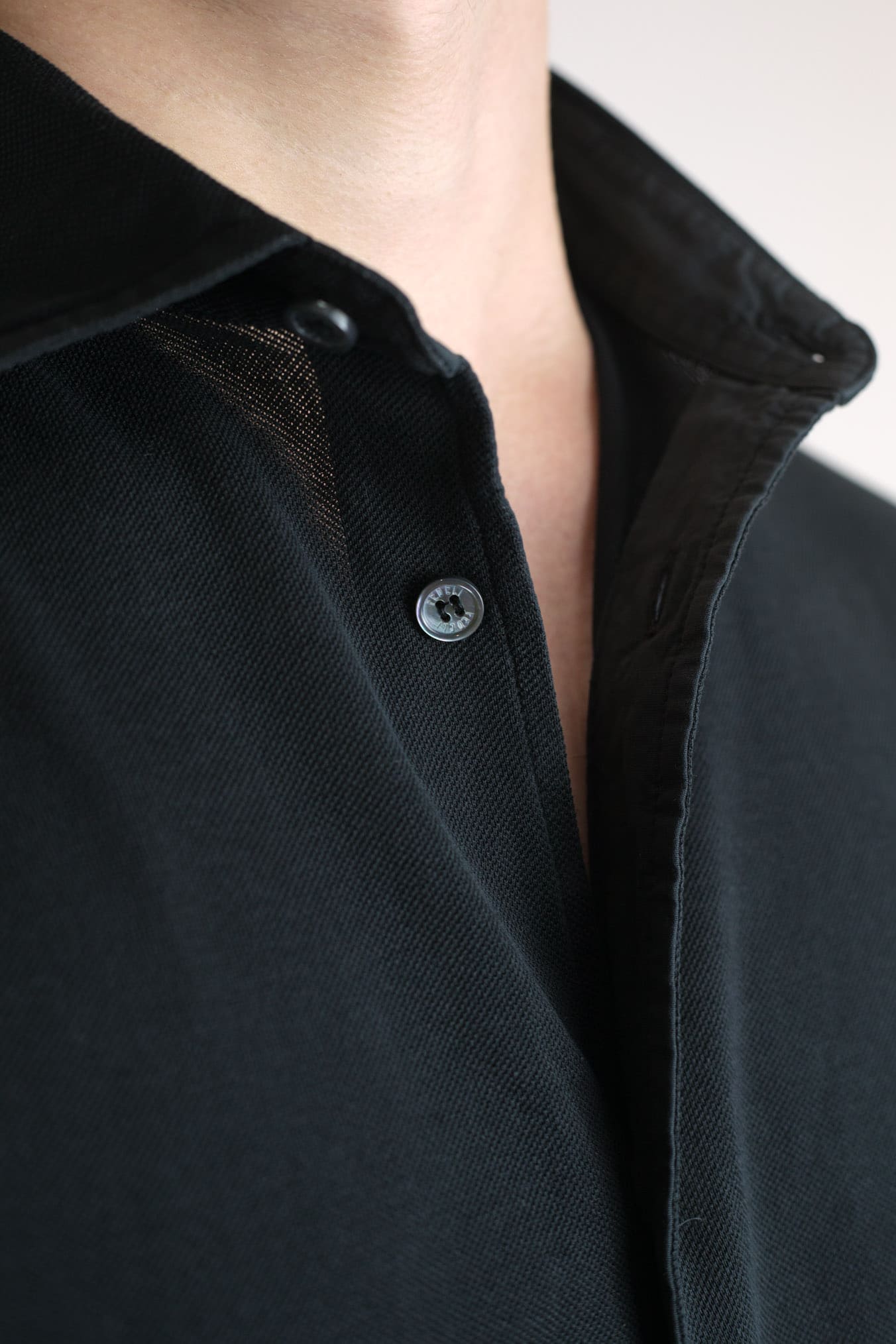 FEDELI Black Frosted Piquet Cotton Shirt