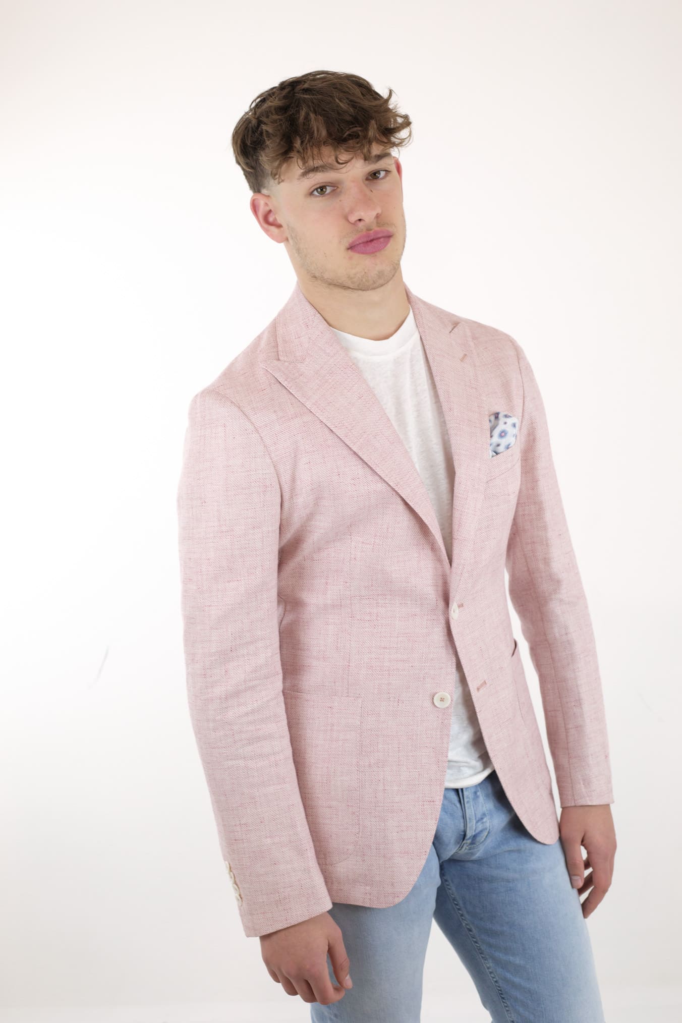 TAGLIATORE Pink Mélange Cotton Linen Jacket