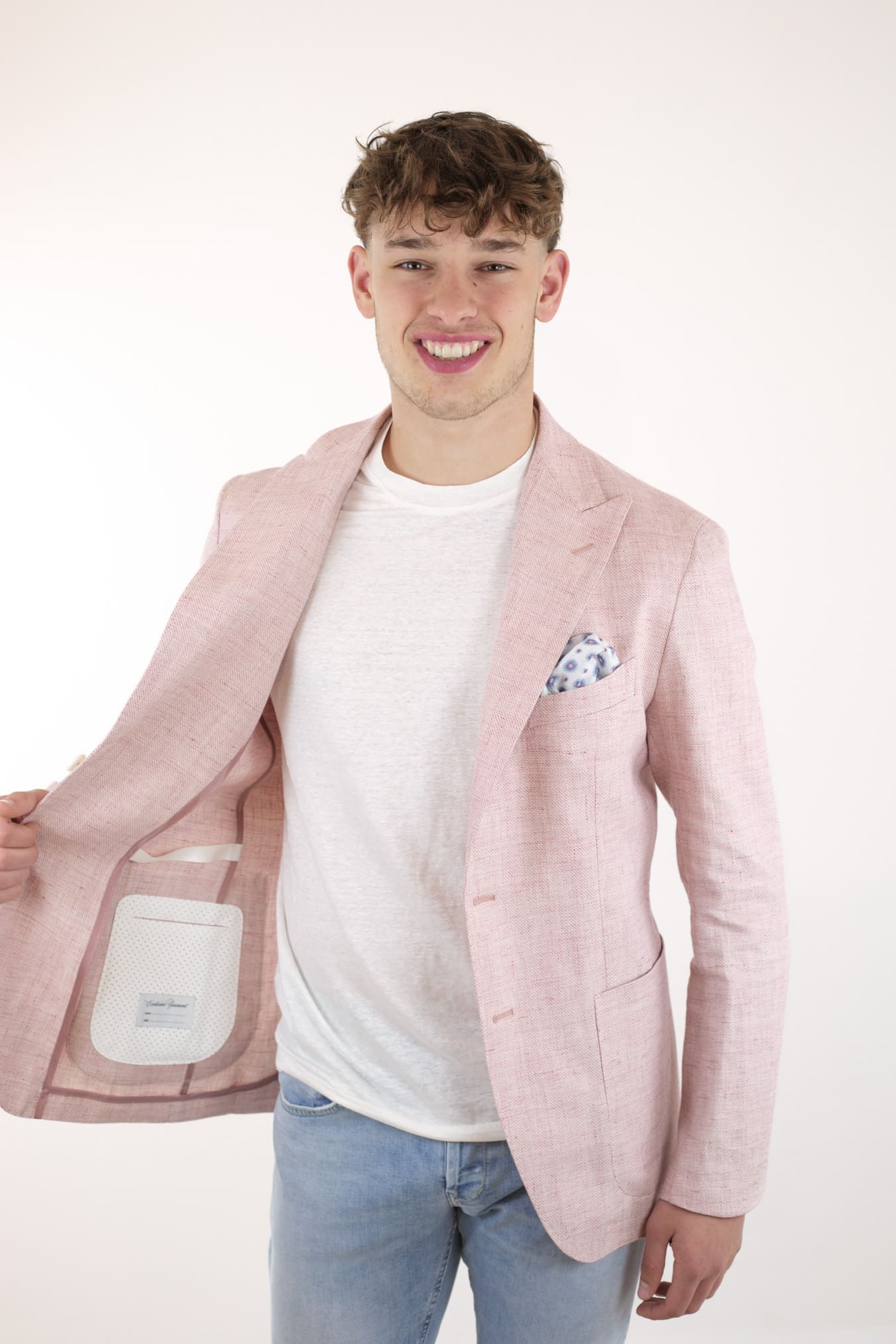 TAGLIATORE Pink Mélange Cotton Linen Jacket