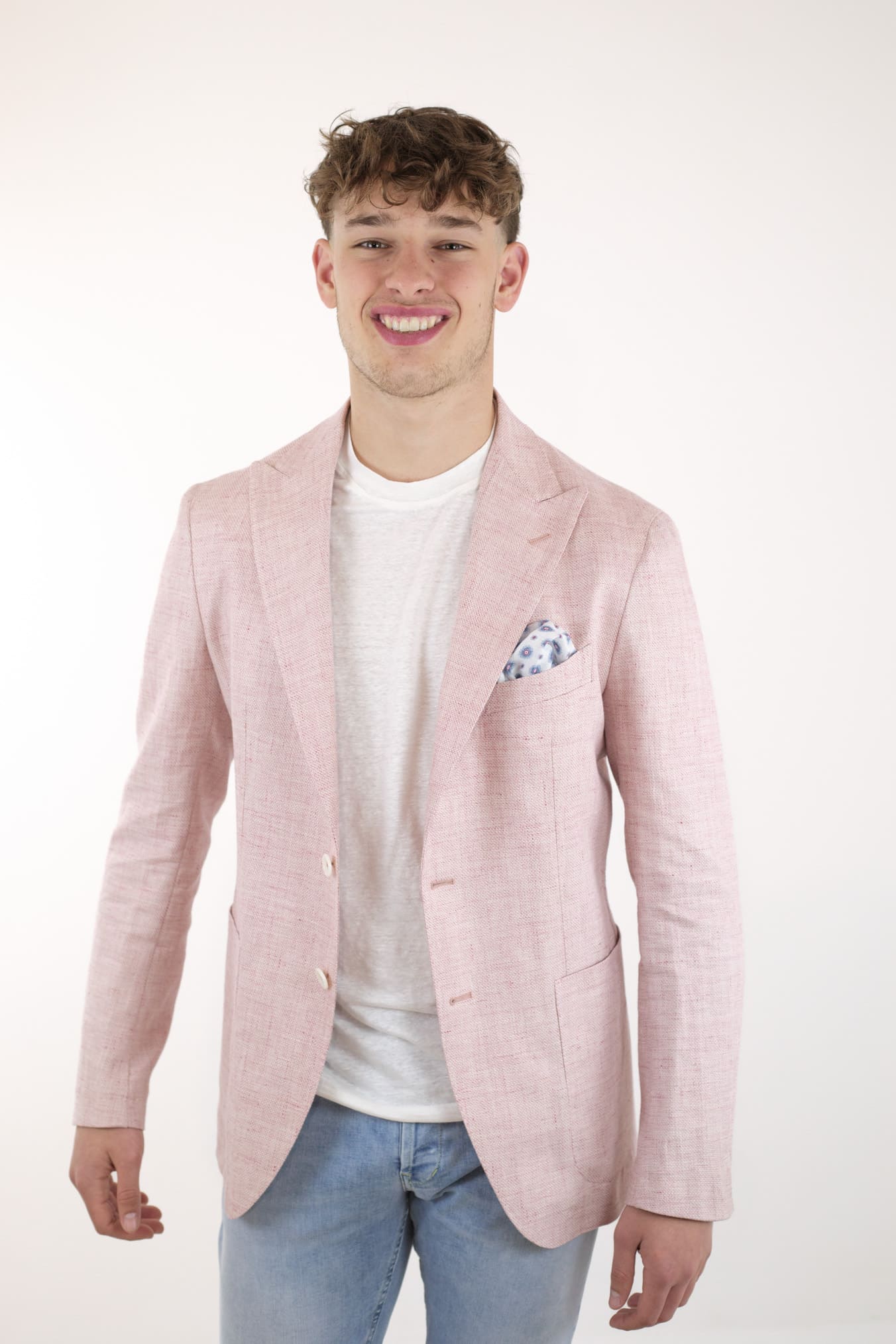 TAGLIATORE Pink Mélange Cotton Linen Jacket