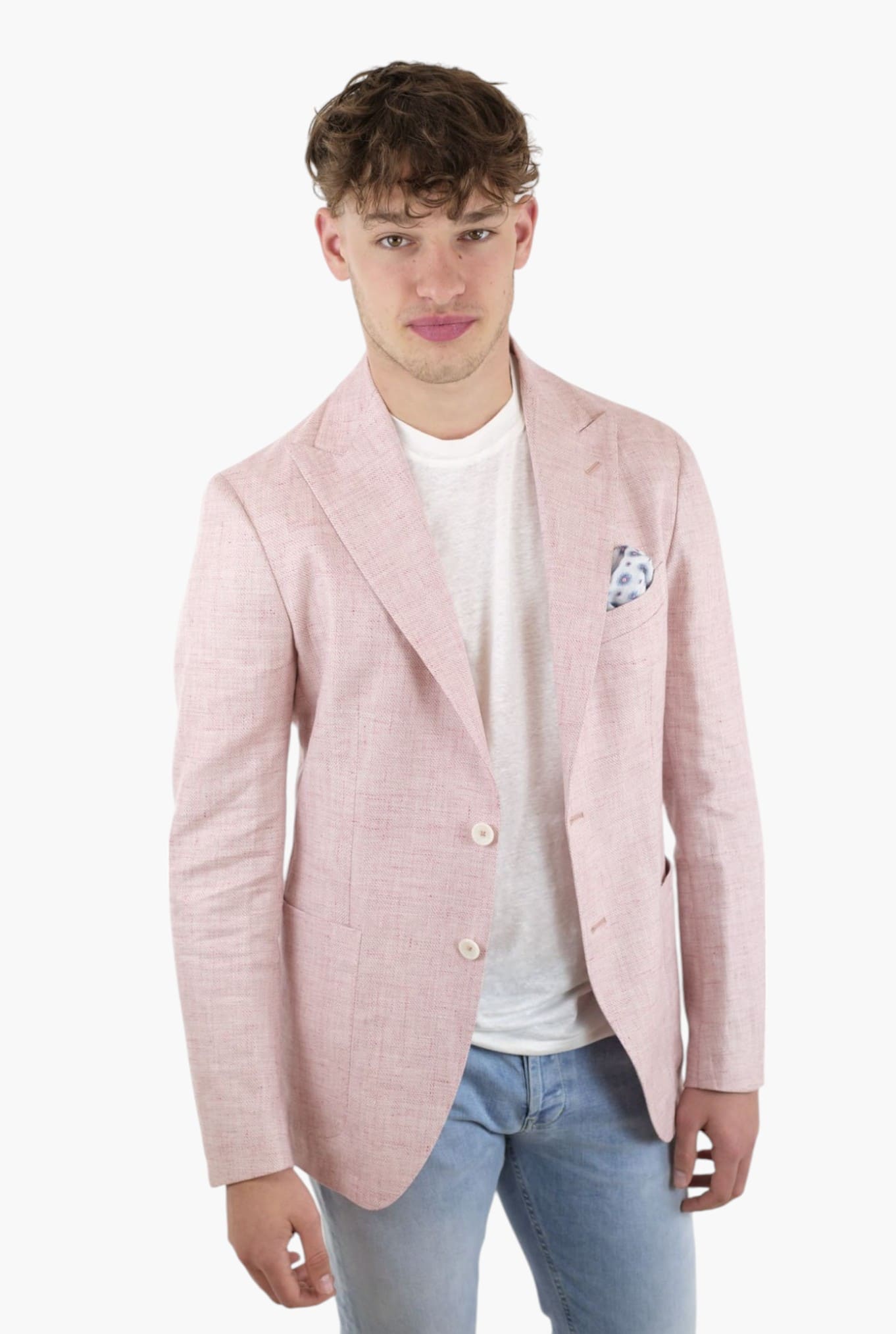 Giacca Lino Cotone Rosa Mélange - Guarino Store