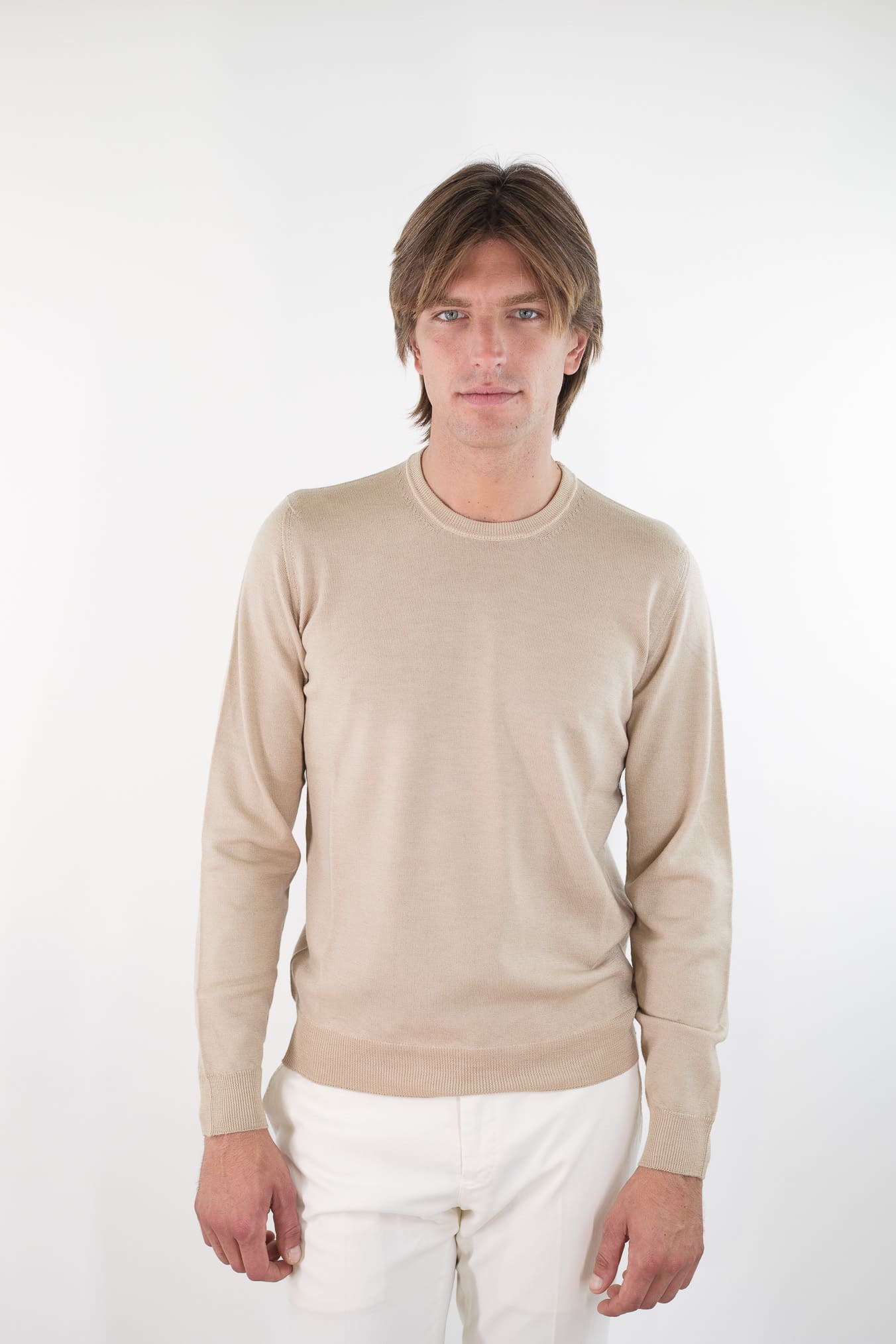 DRUMOHR Maglia Girocollo Lana Merinos Extrafine Beige