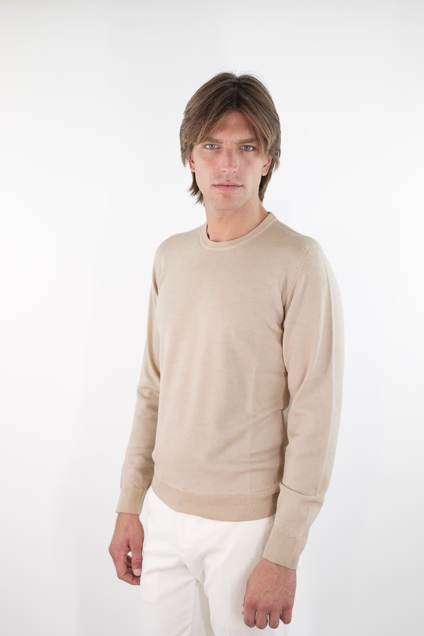 DRUMOHR Maglia Girocollo Lana Merinos Extrafine Beige