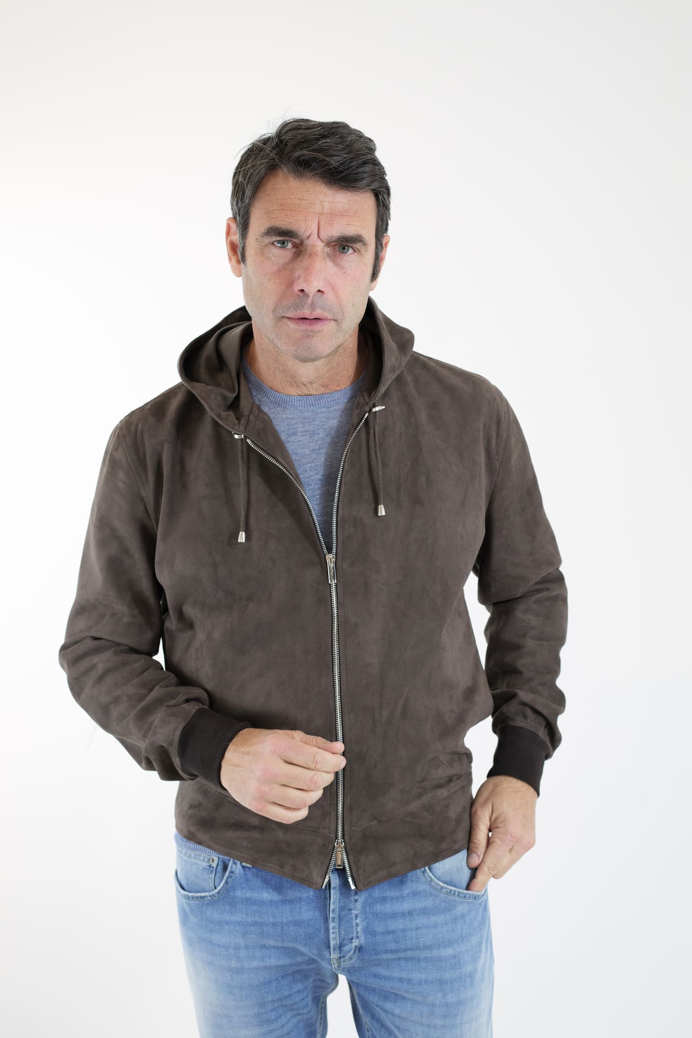 VOLFAGLI ​​Dark Brown Nappa Jacket with Hood