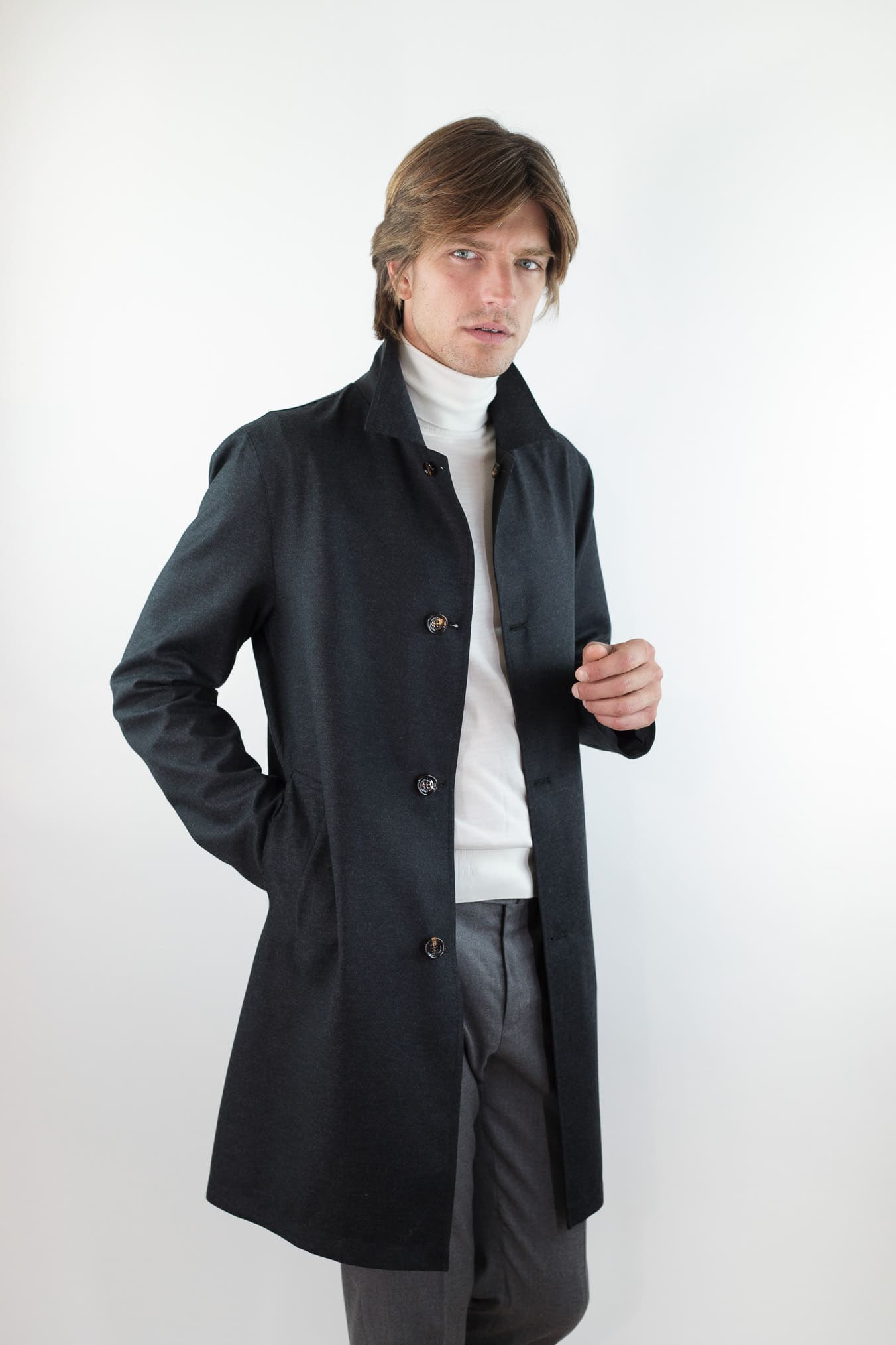 Reversible Wool and Nylon Coat Black/Black