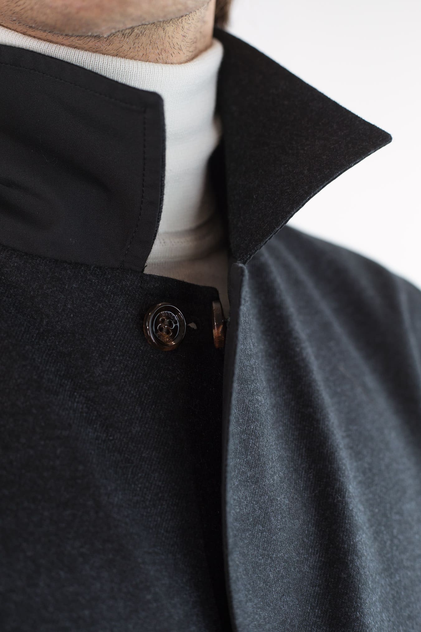 Cappotto Reversibile Lana e Nylon Nero/Nero