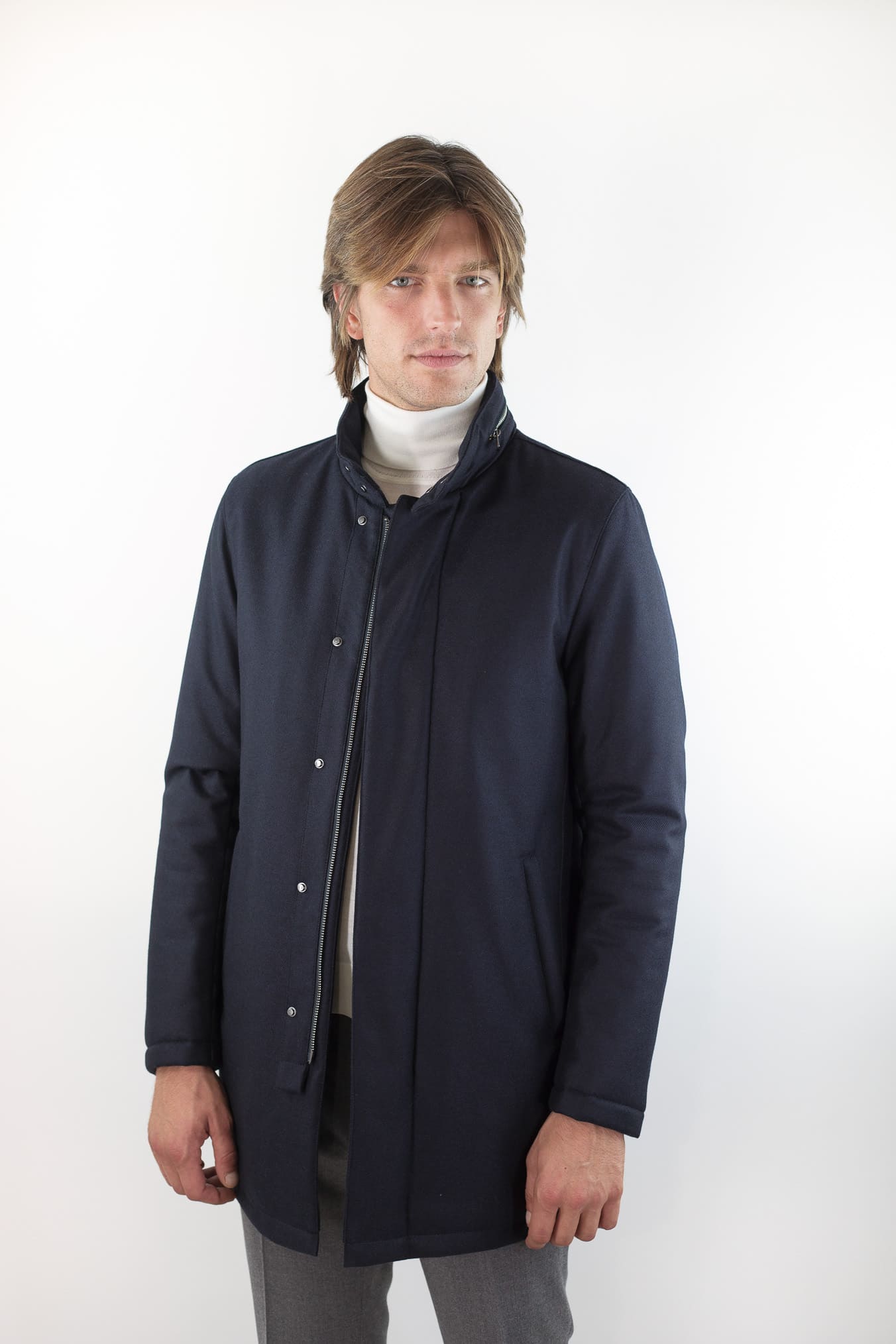 Giaccone Lana Cashmere Loro Piana Blu - Guarino Store