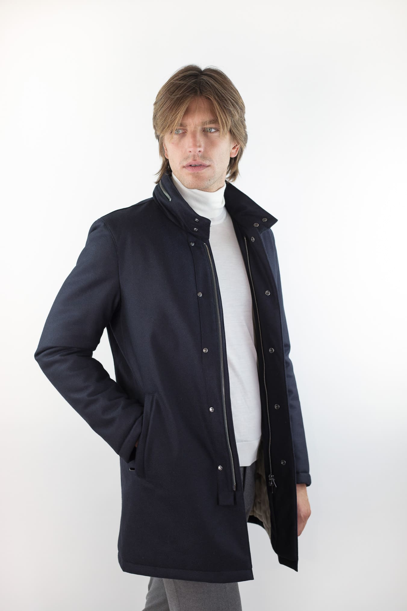 Giaccone Lana Cashmere Loro Piana Blu - Guarino Store