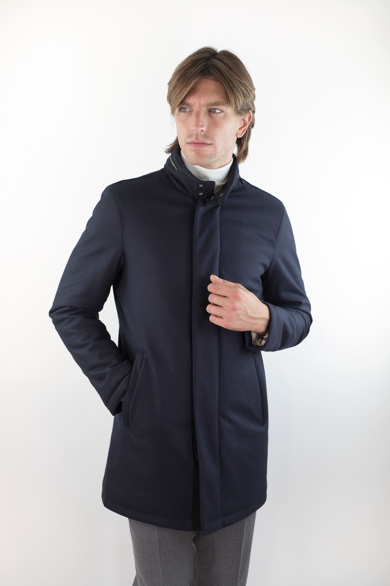 Giaccone Lana Cashmere Loro Piana Blu - Guarino Store
