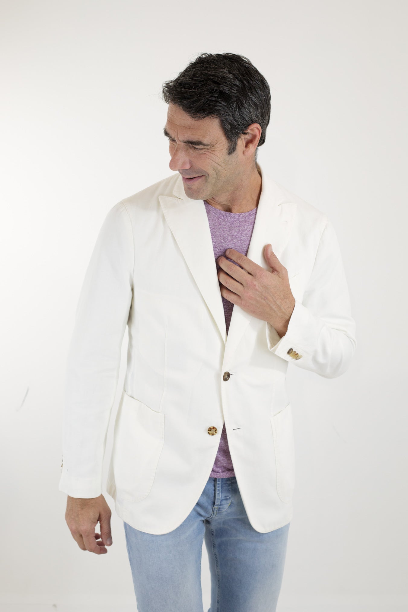 BOGLIOLI White Cotton and Linen K-Jacket