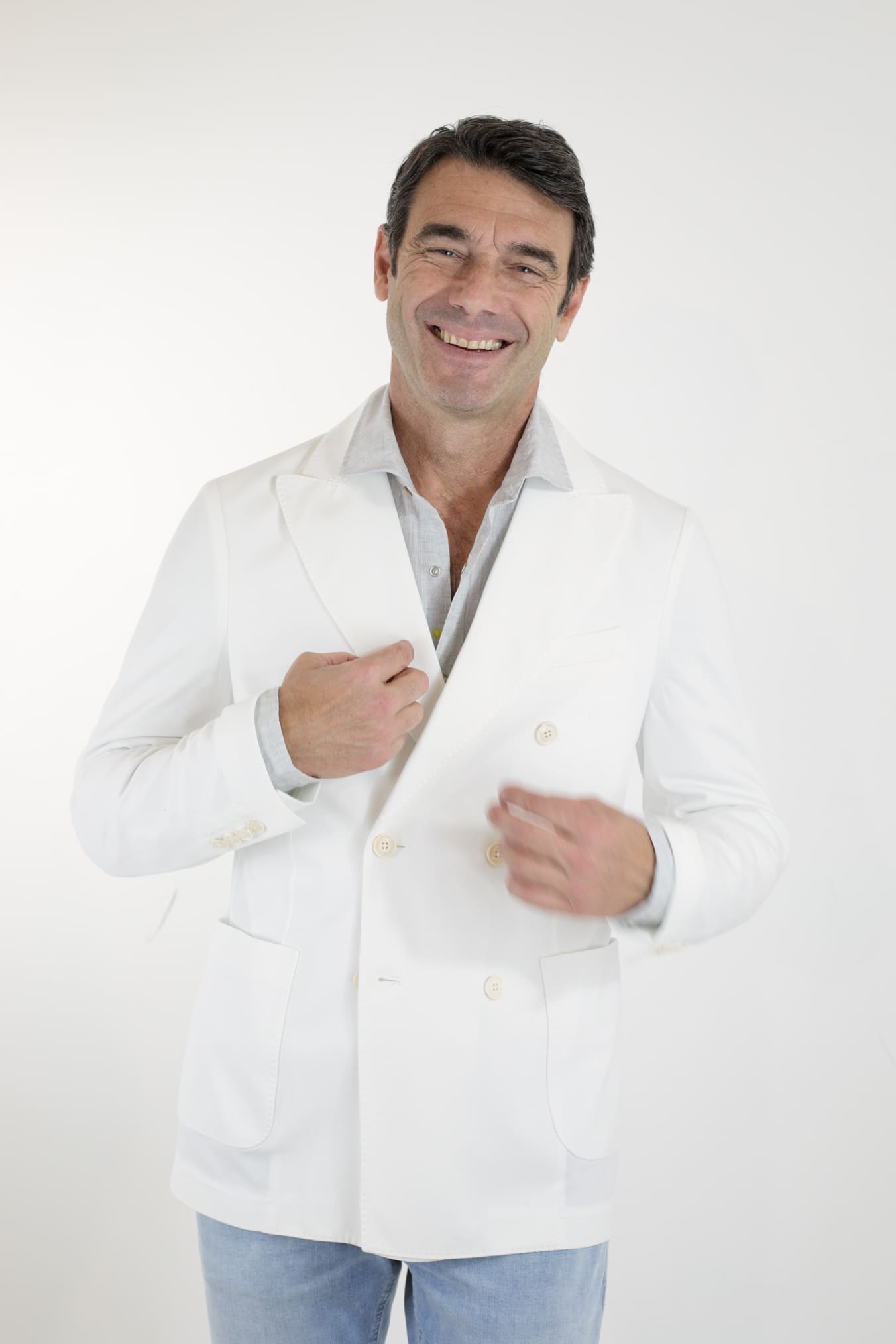 CIRCOLO 1901 Double-breasted Jersey Cotton Piquet Jacket White