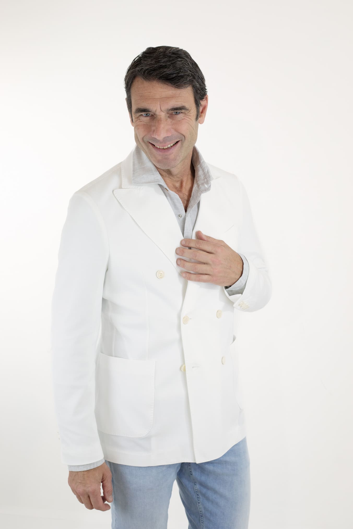 CIRCOLO 1901 Double-breasted Jersey Cotton Piquet Jacket White