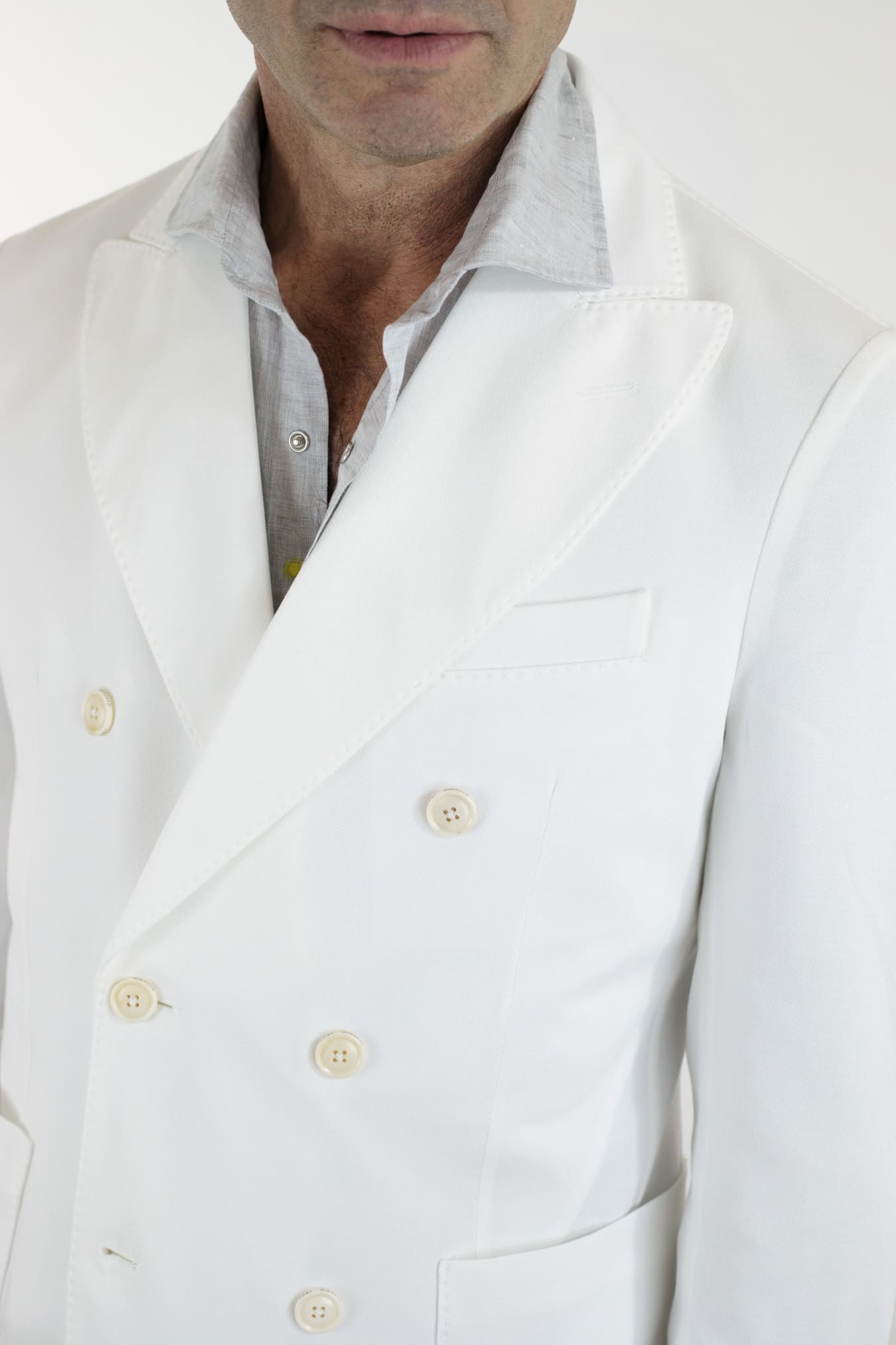 CIRCOLO 1901 Double-breasted Jersey Cotton Piquet Jacket White