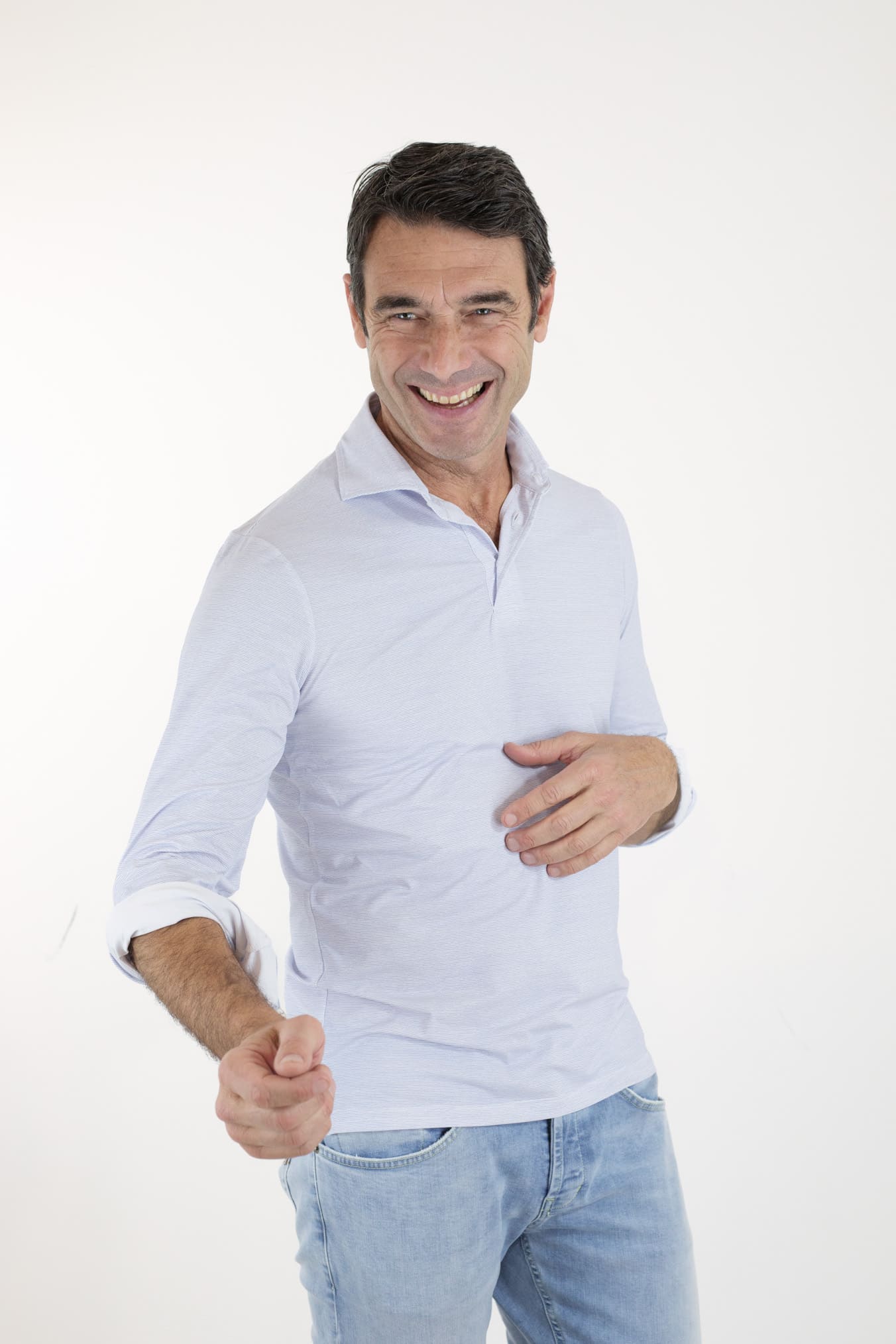 Polo Active ML Celeste Righine Orizzontali FFF