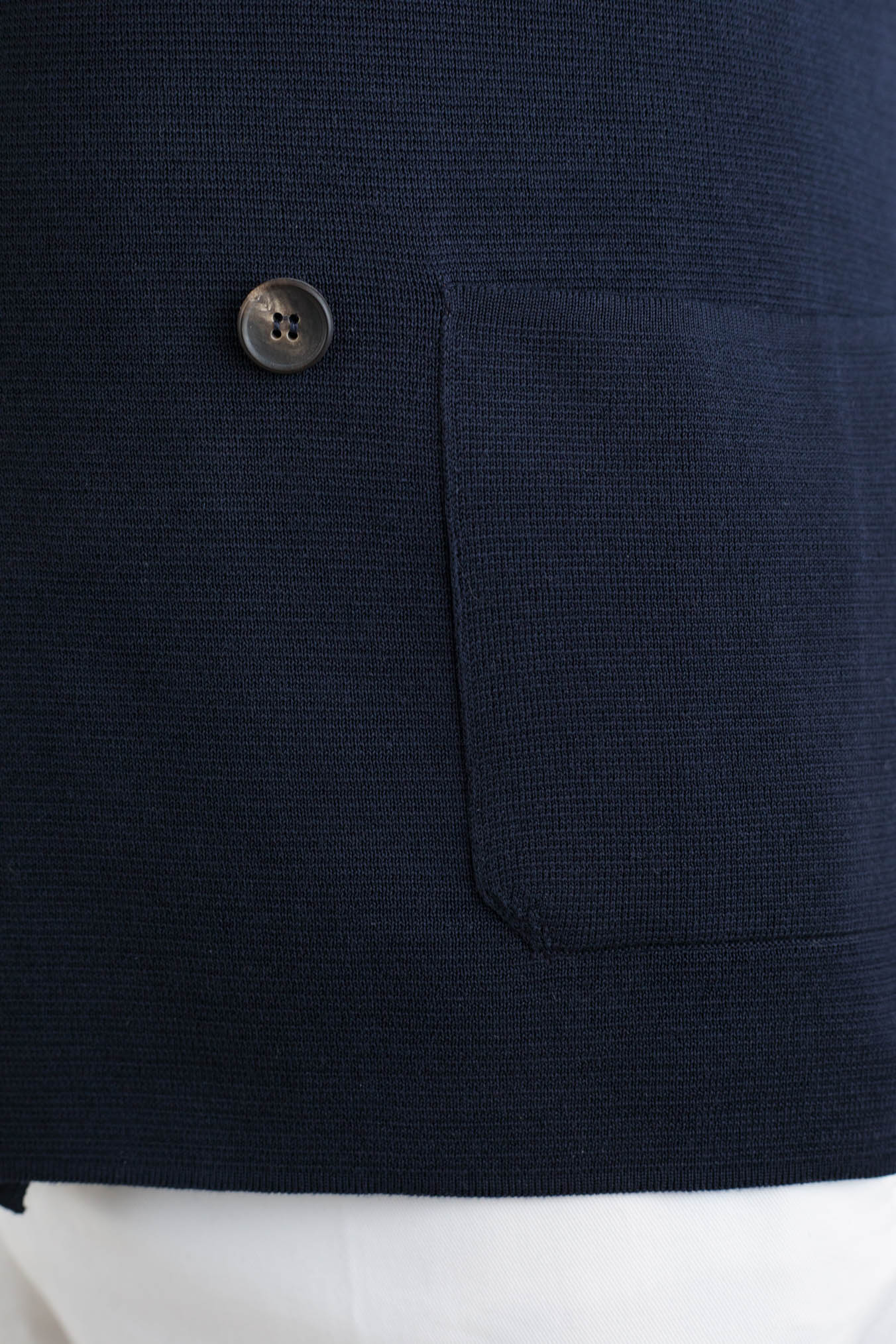 GUARINO Double-breasted Navy Blue Cotton Jersey Jacket