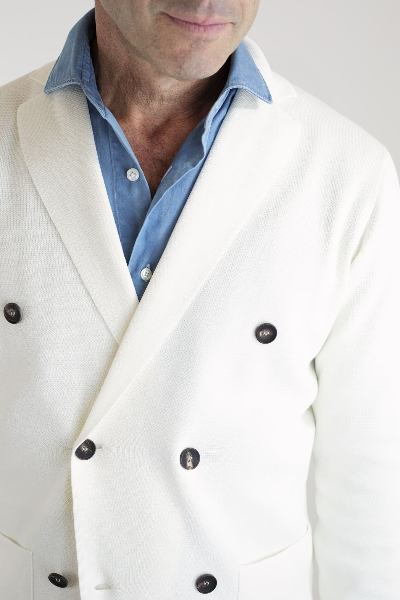 GUARINO Double-breasted Jersey Cotton Jacket White