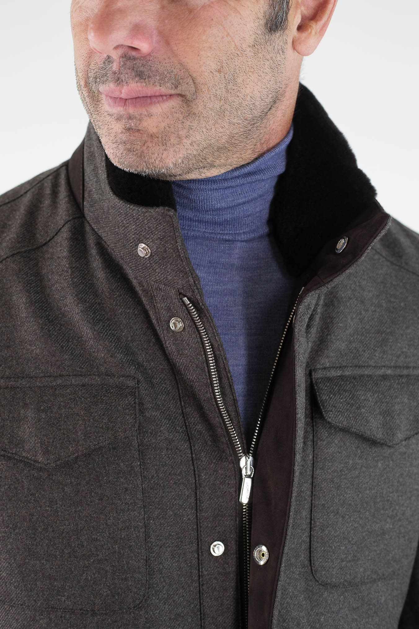 MANDELLI Field Jacket Lana Cashmere Testa Moro