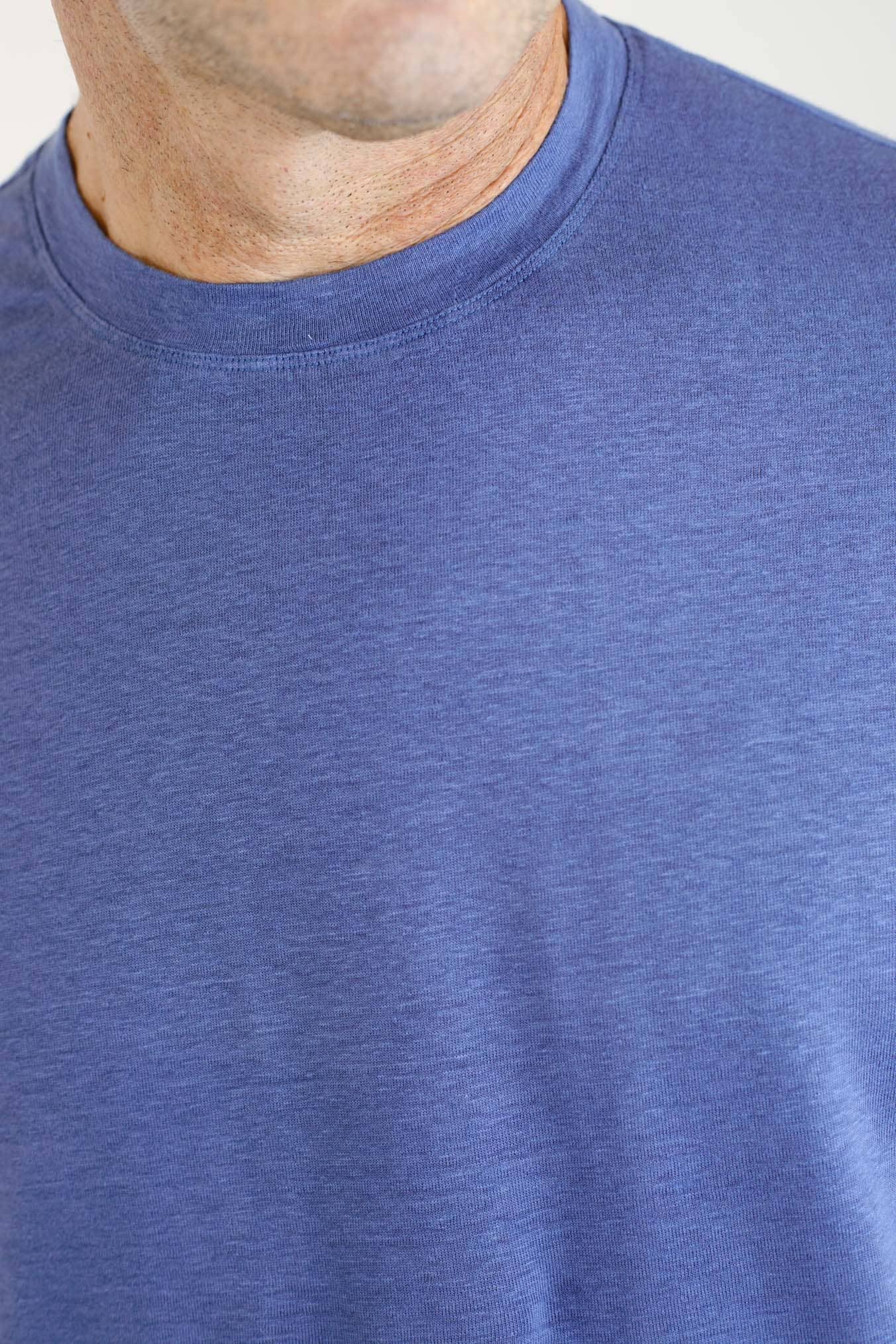 GUARINO T-Shirt Maniche Corte Jersey Lino Blu Royal