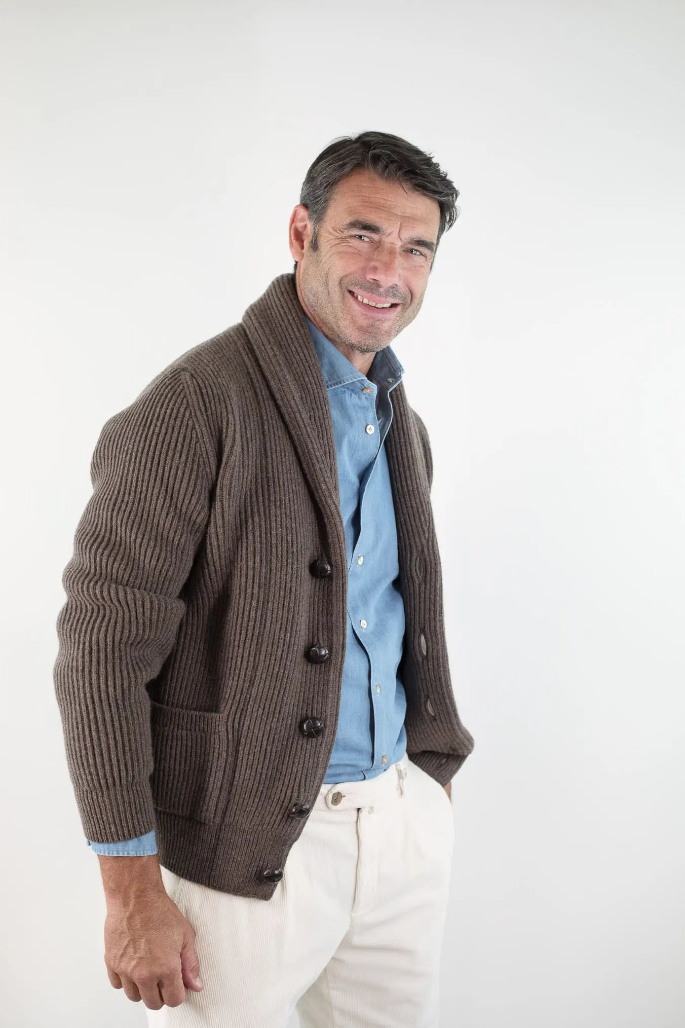 Cardigan Lana e Cashmere Cioccolato MC GEORGE OF SCOTLAND