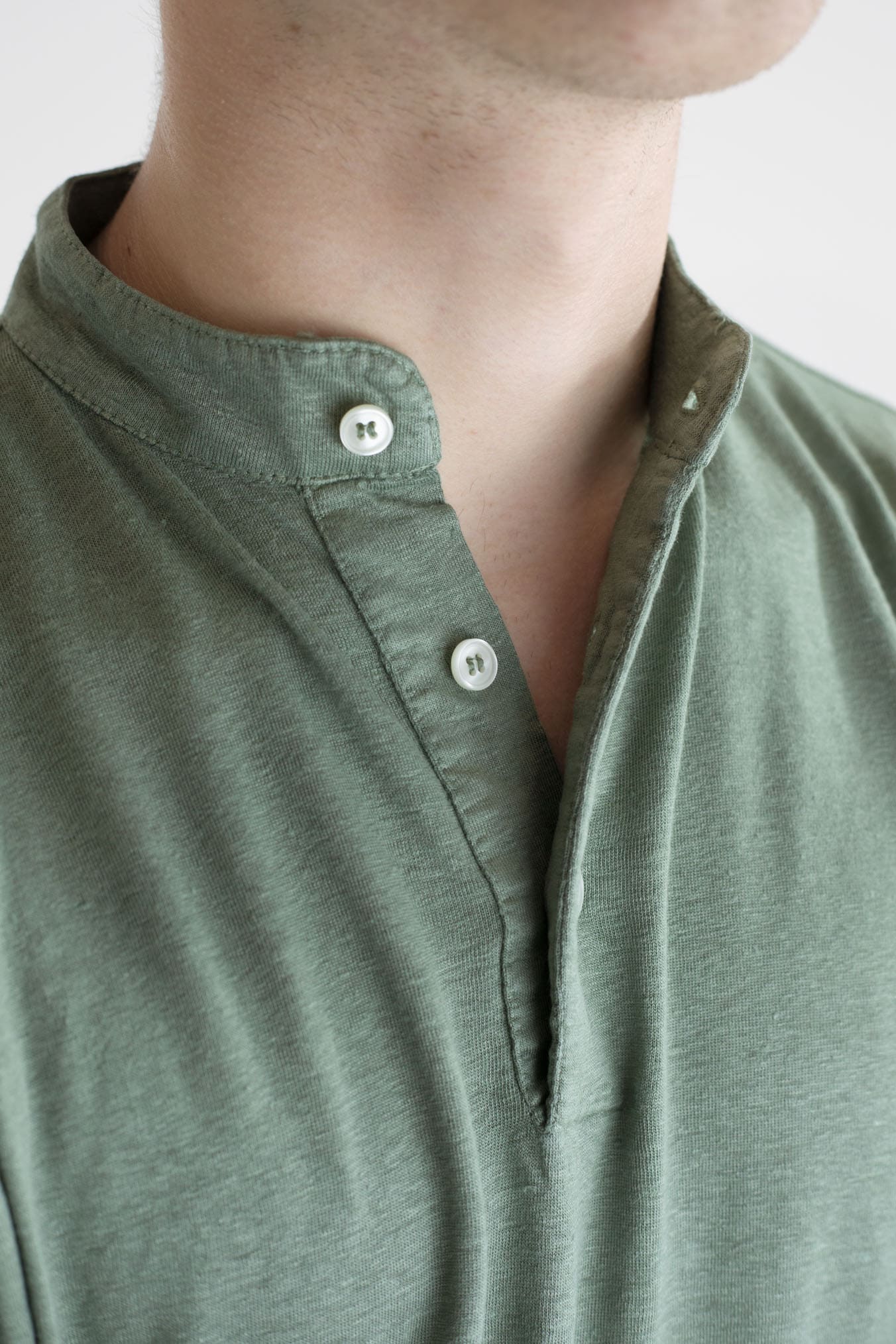 GUARINO Korean Polo Shirt MC Jersey Green Linen