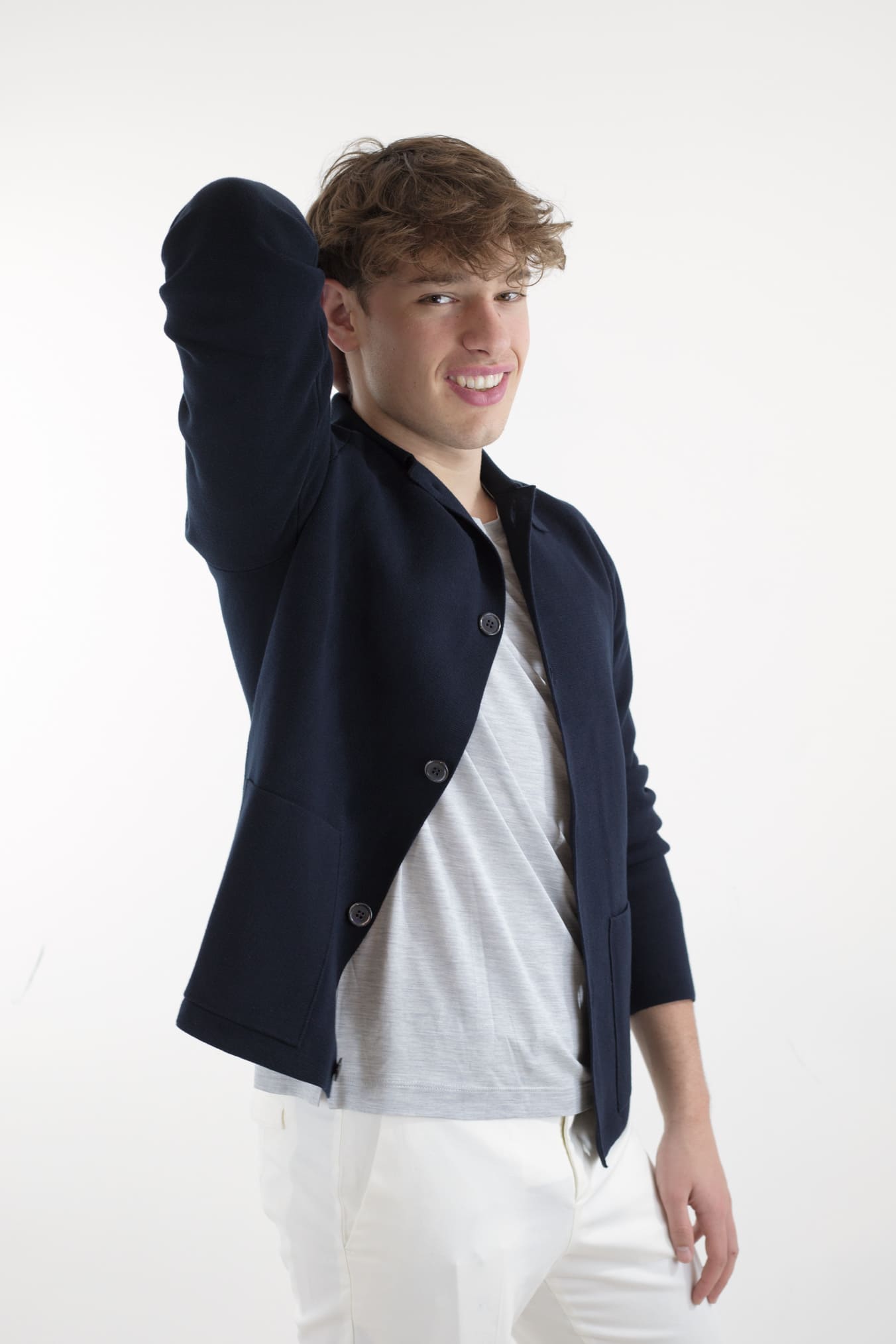 Giacca Maglia Jersey Cotone Blu Scuro - Guarino Store