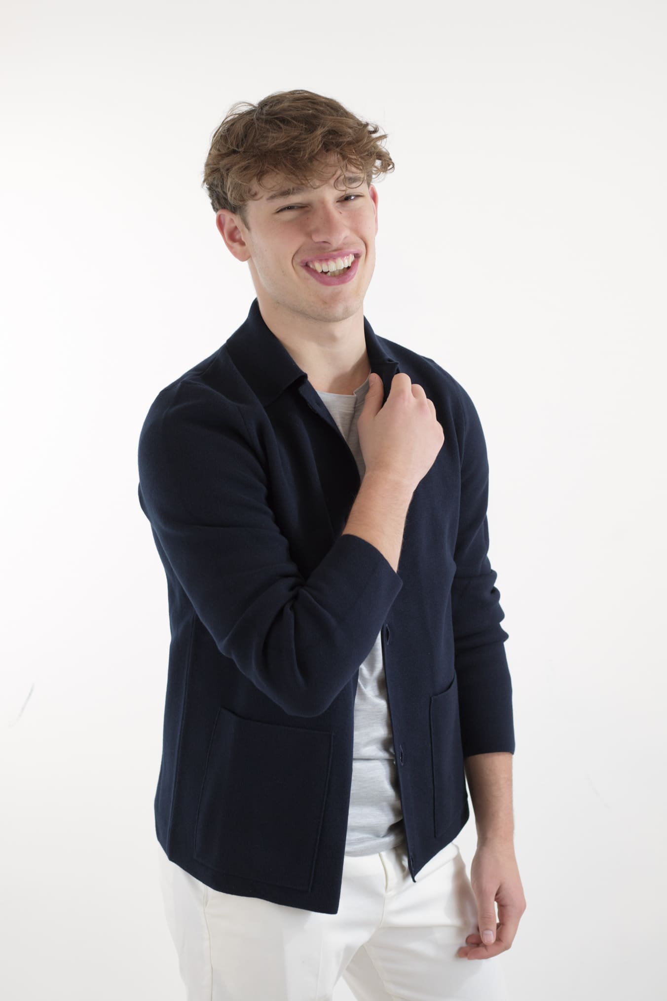 Giacca Maglia Jersey Cotone Blu Scuro - Guarino Store