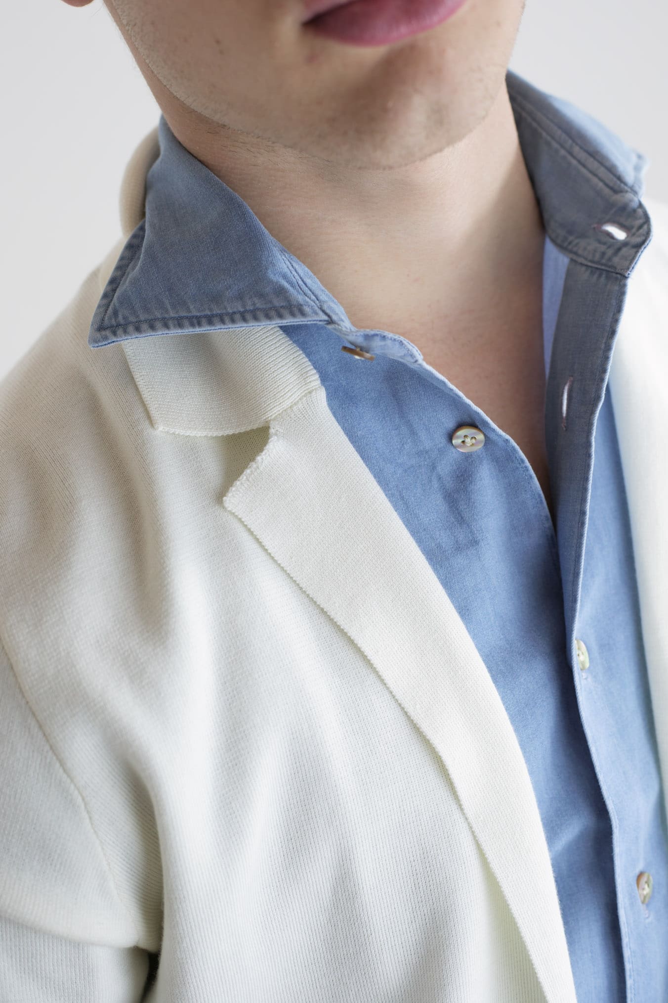 GUARINO Milk White Cotton Jersey Jacket