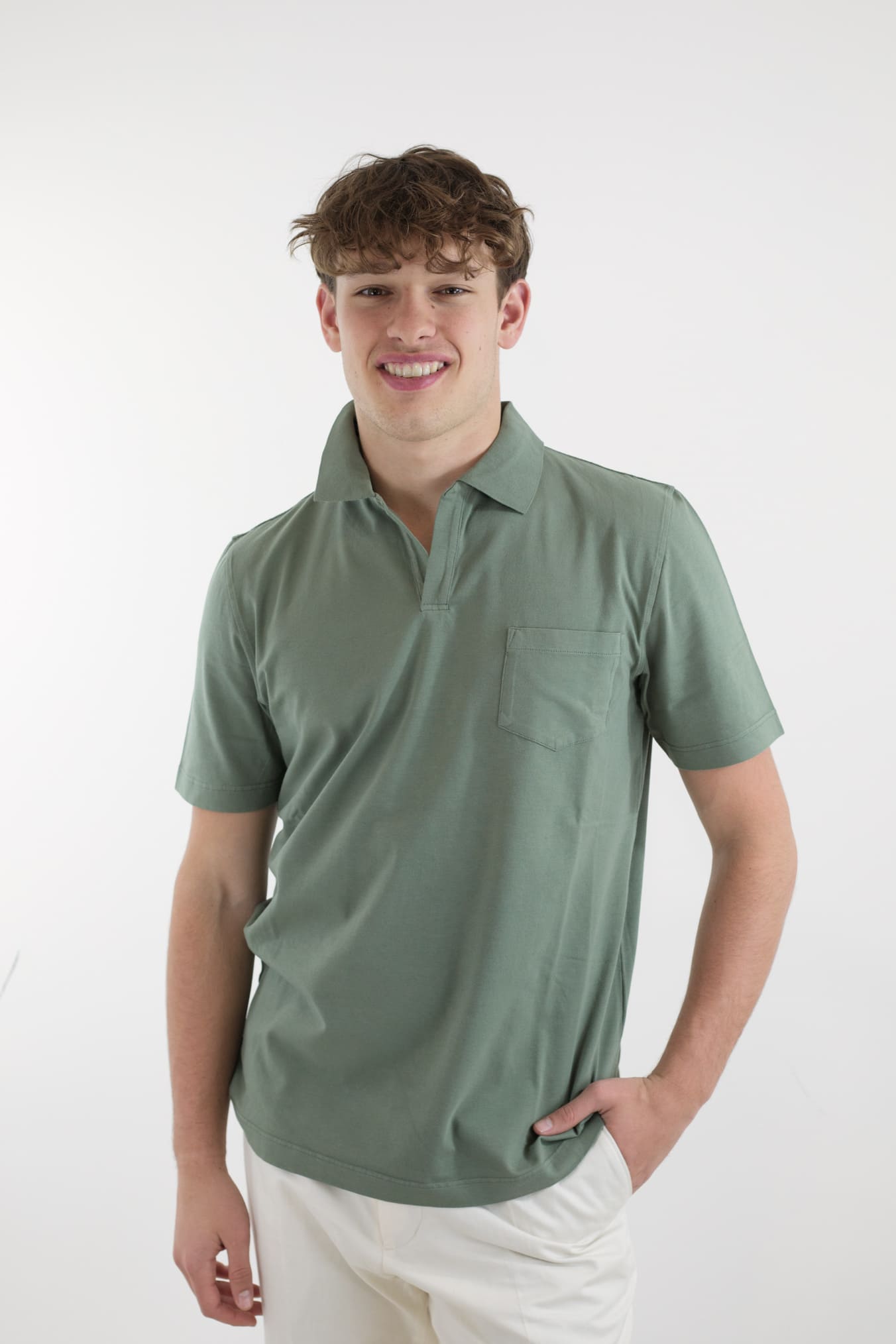 SEASE Polo MM T-Shirt Crew Jersey Cotton Sage Green