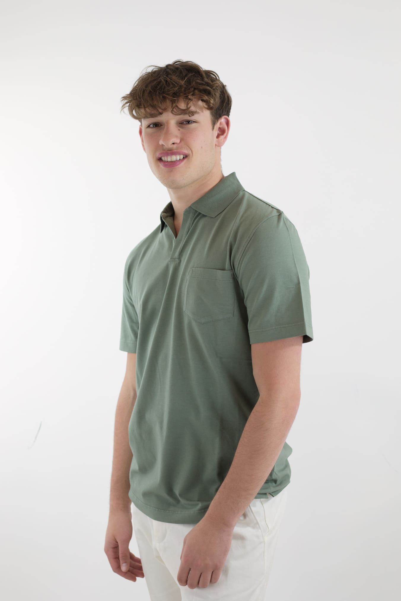 Polo T-Shirt Crew Jersey Cotton Sage Green